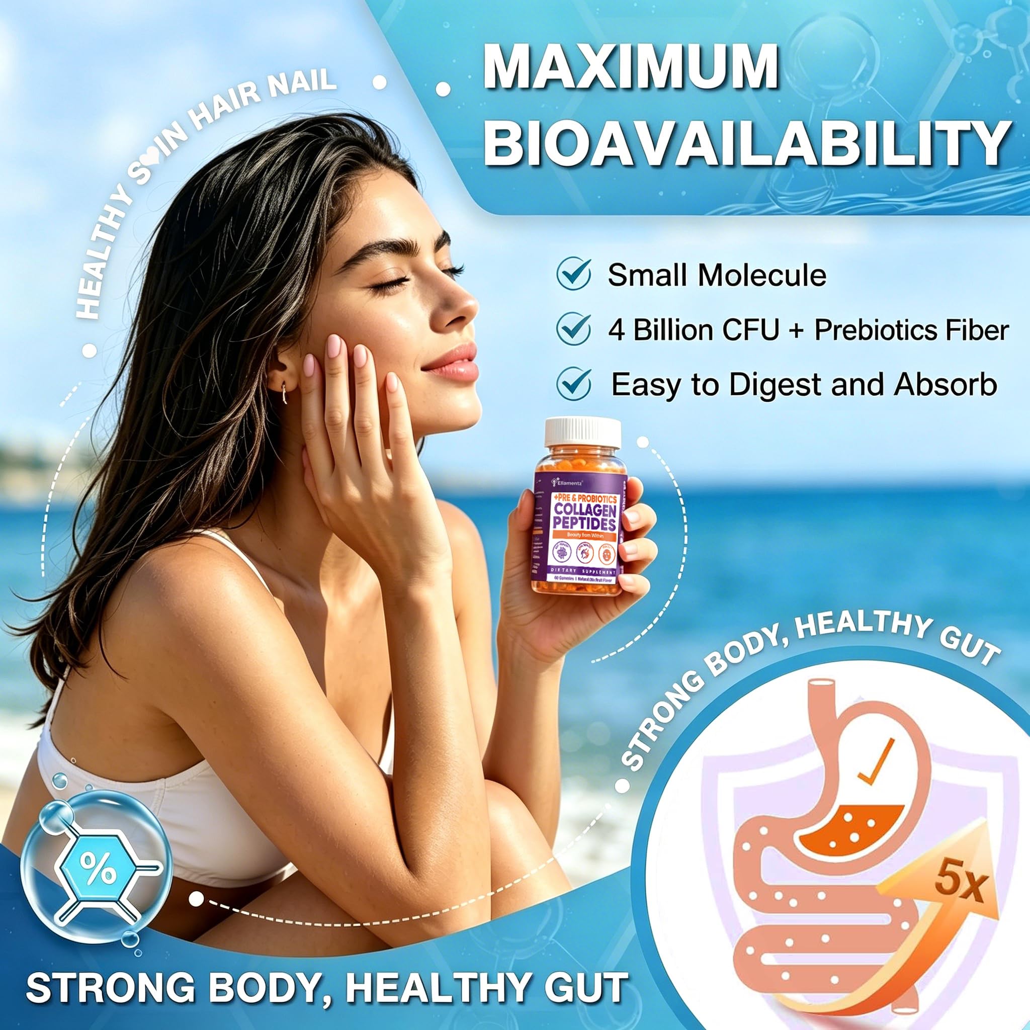 ELLAMENTZ Marine Collagen Gummies in a gym bag