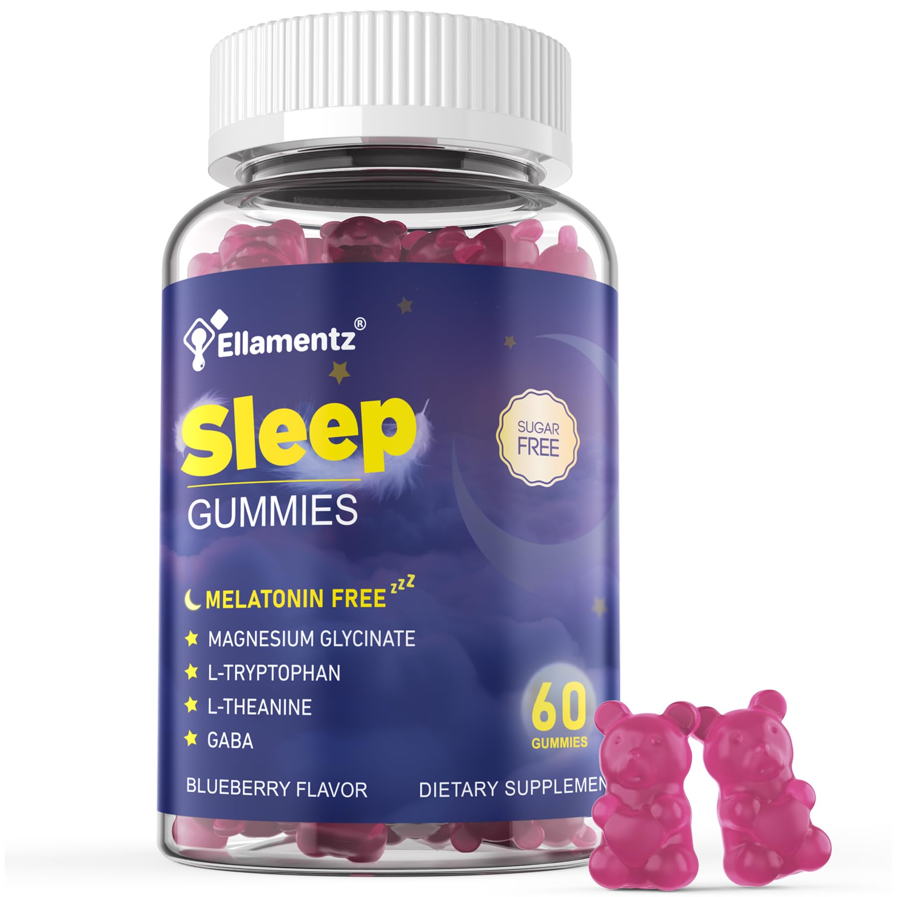 ELLAMENTZ Melatonin-Free Sleep Supplement Gummies front view