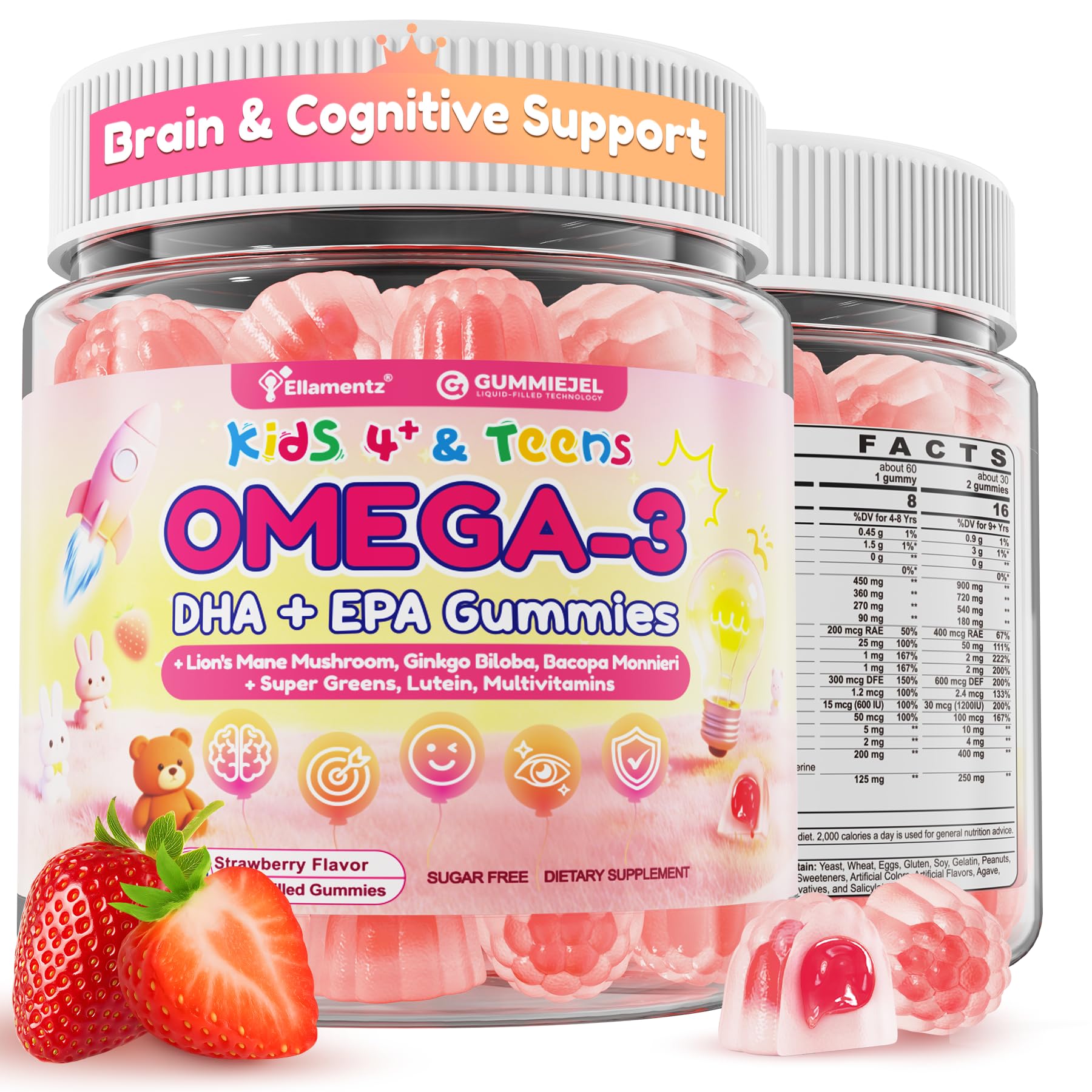 ELLAMENTZ Omega-3 Kids Gummies front view packaging