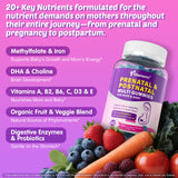 ELLAMENTZ Prenatal Gummies with a handful of gummies