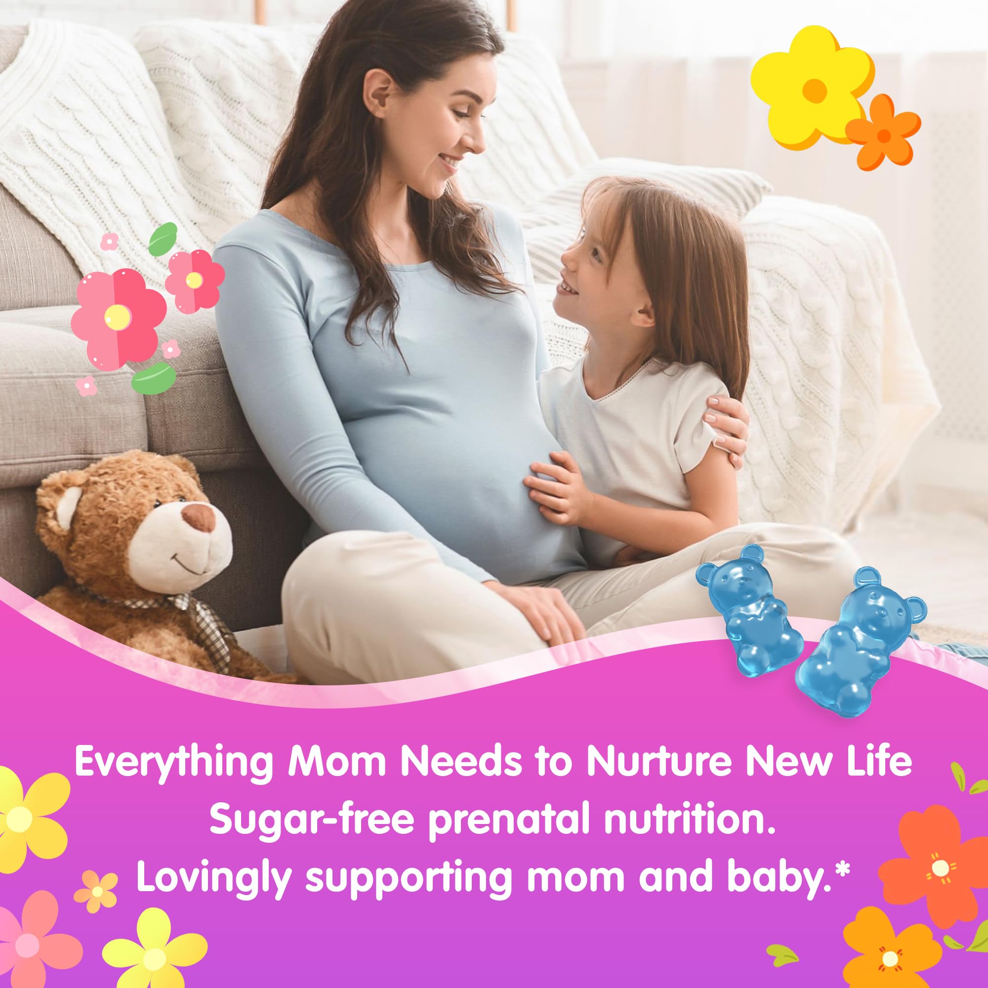 ELLAMENTZ Prenatal Multivitamin Gummies in a bowl