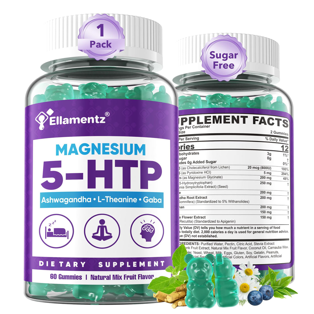 ELLAMENTZ Sleep Gummies 60 Count front view