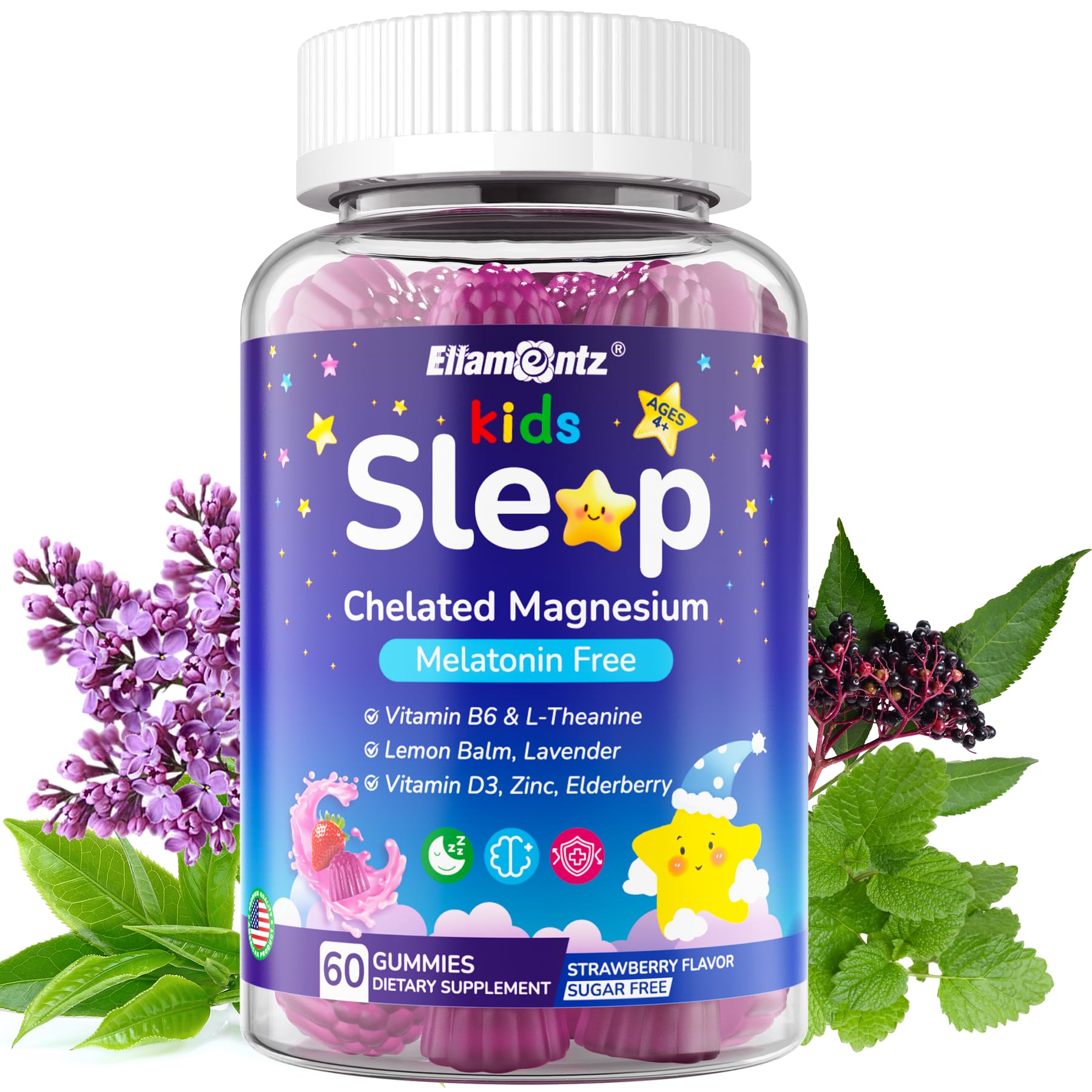 ELLAMENTZ Sleep Gummies for Kids front view packaging