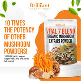 Ellie's Best Vital 7 Mushroom Blend on a kitchen counter