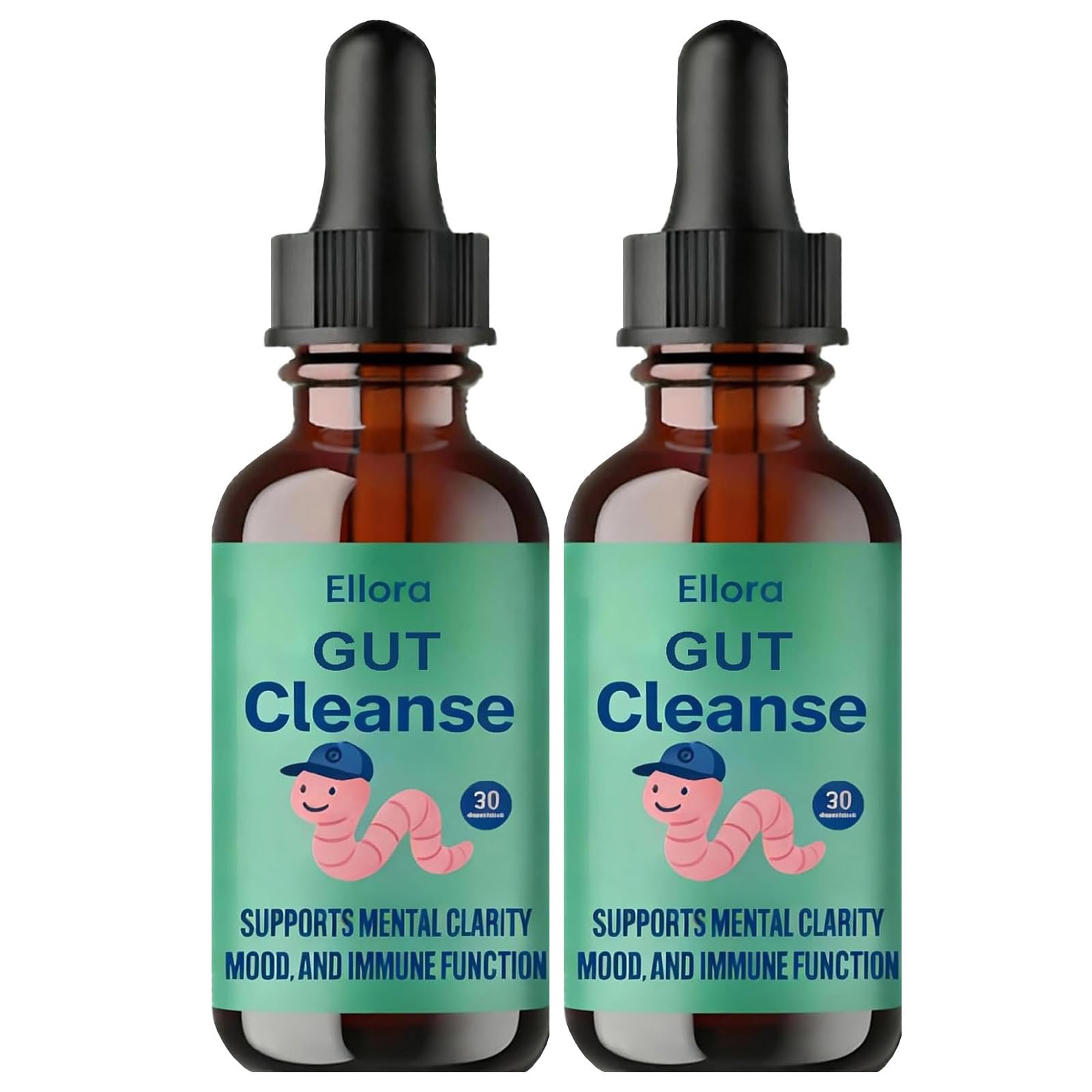 ELLORA Gut Cleanse Liquid Drops front view with packaging