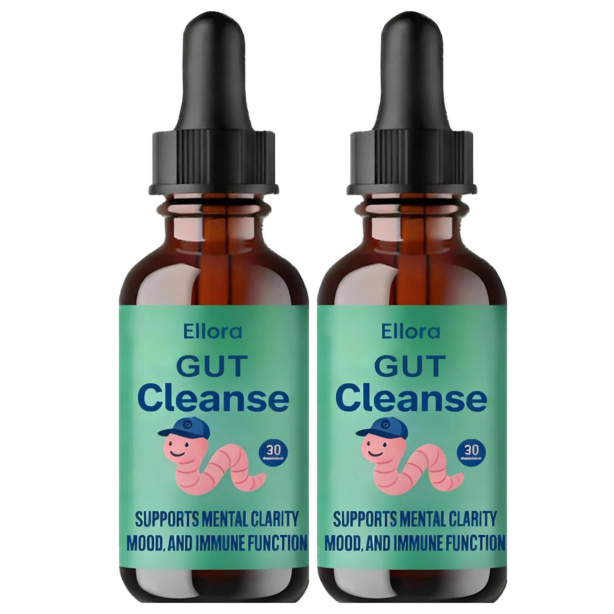 ELLORA Gut Cleanse Liquid Drops front view with packaging