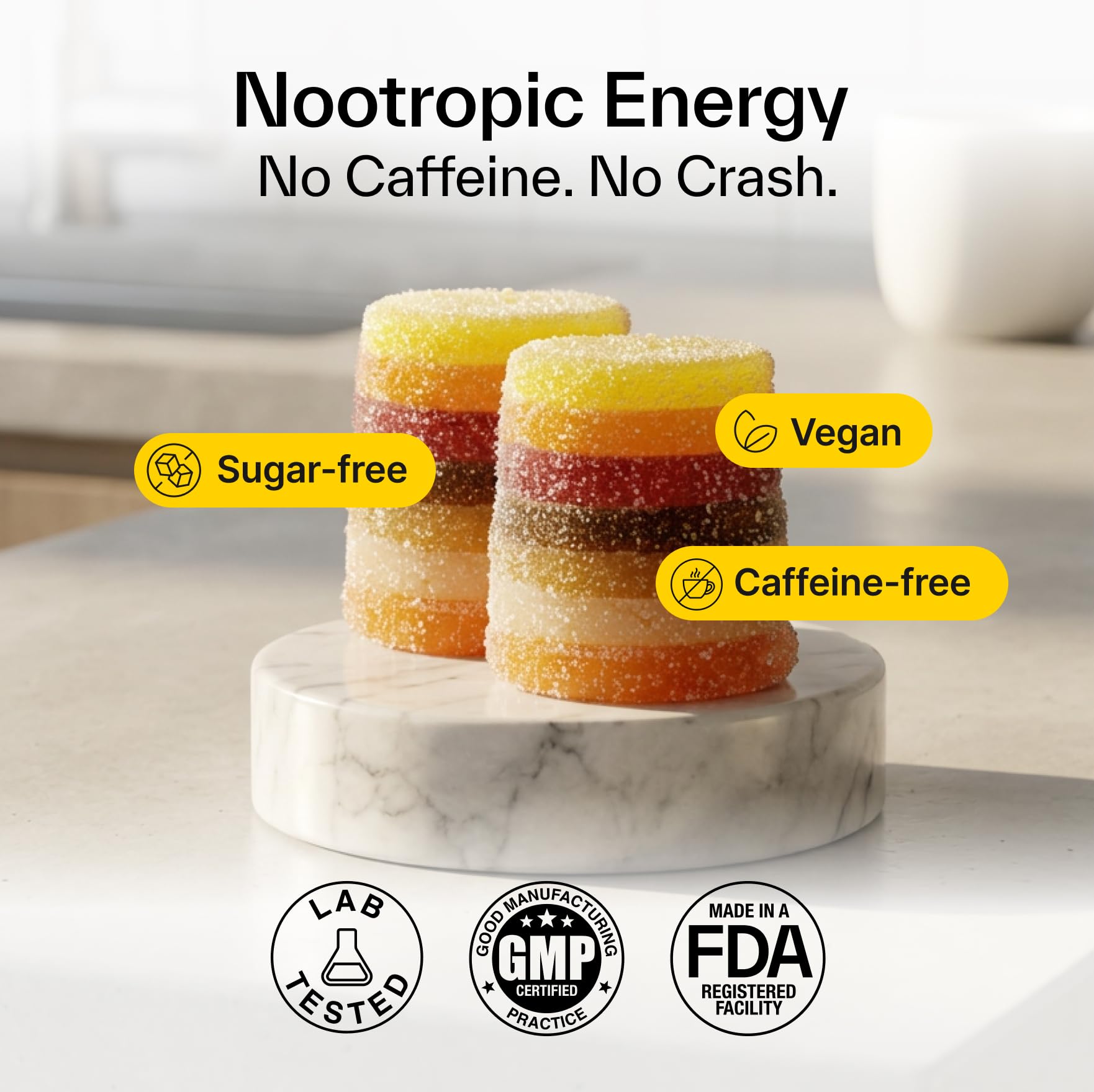 Elo Health Nootropic Energy Gummies close-up of gummies