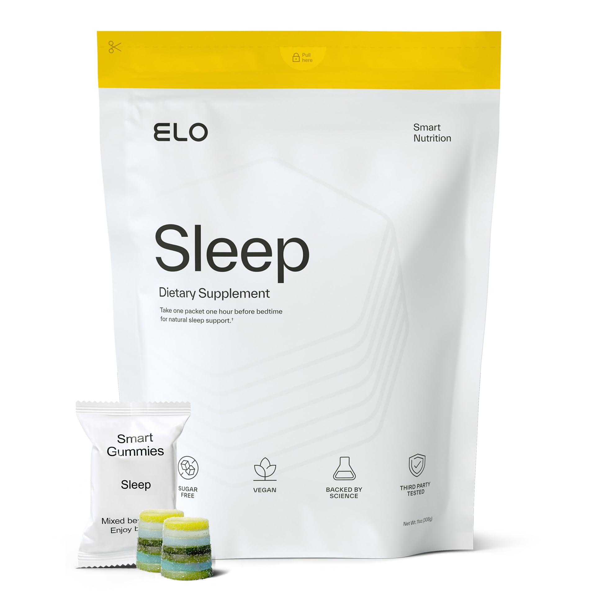 Elo Health Sleep Gummies front view with packaging