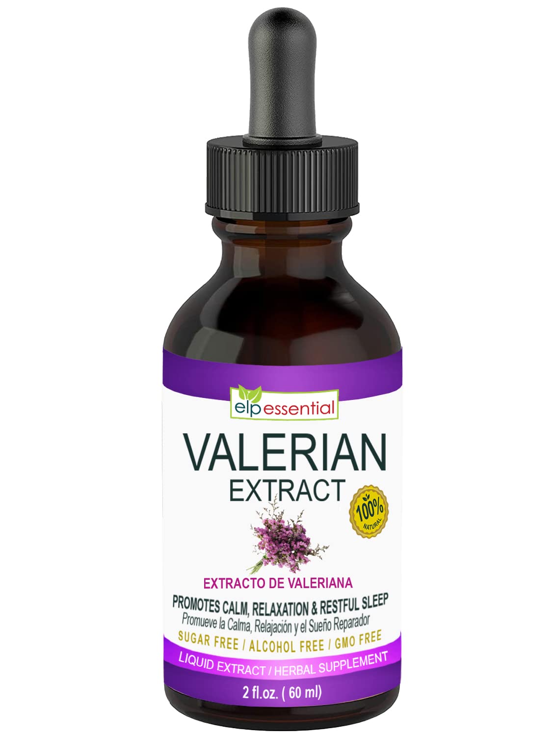 ELP ESSENTIAL Valerian Root Extract Drops on a wooden table