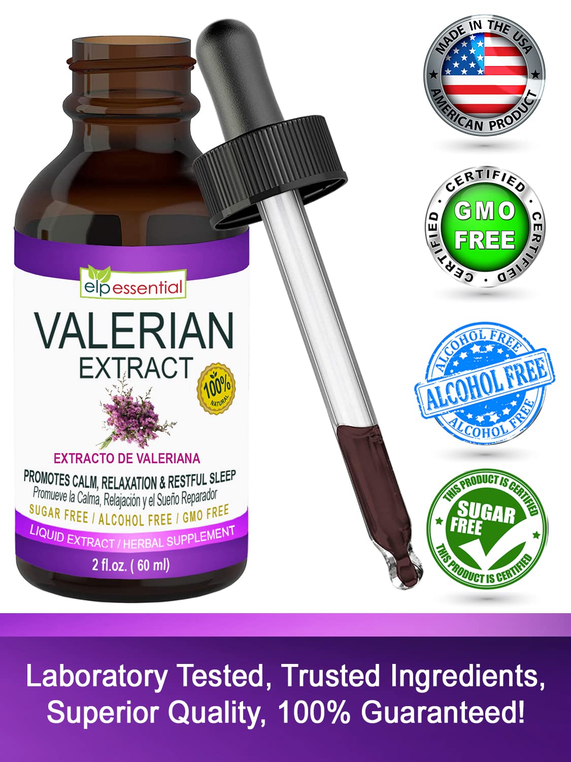 ELP ESSENTIAL Valerian Root Extract Drops with water