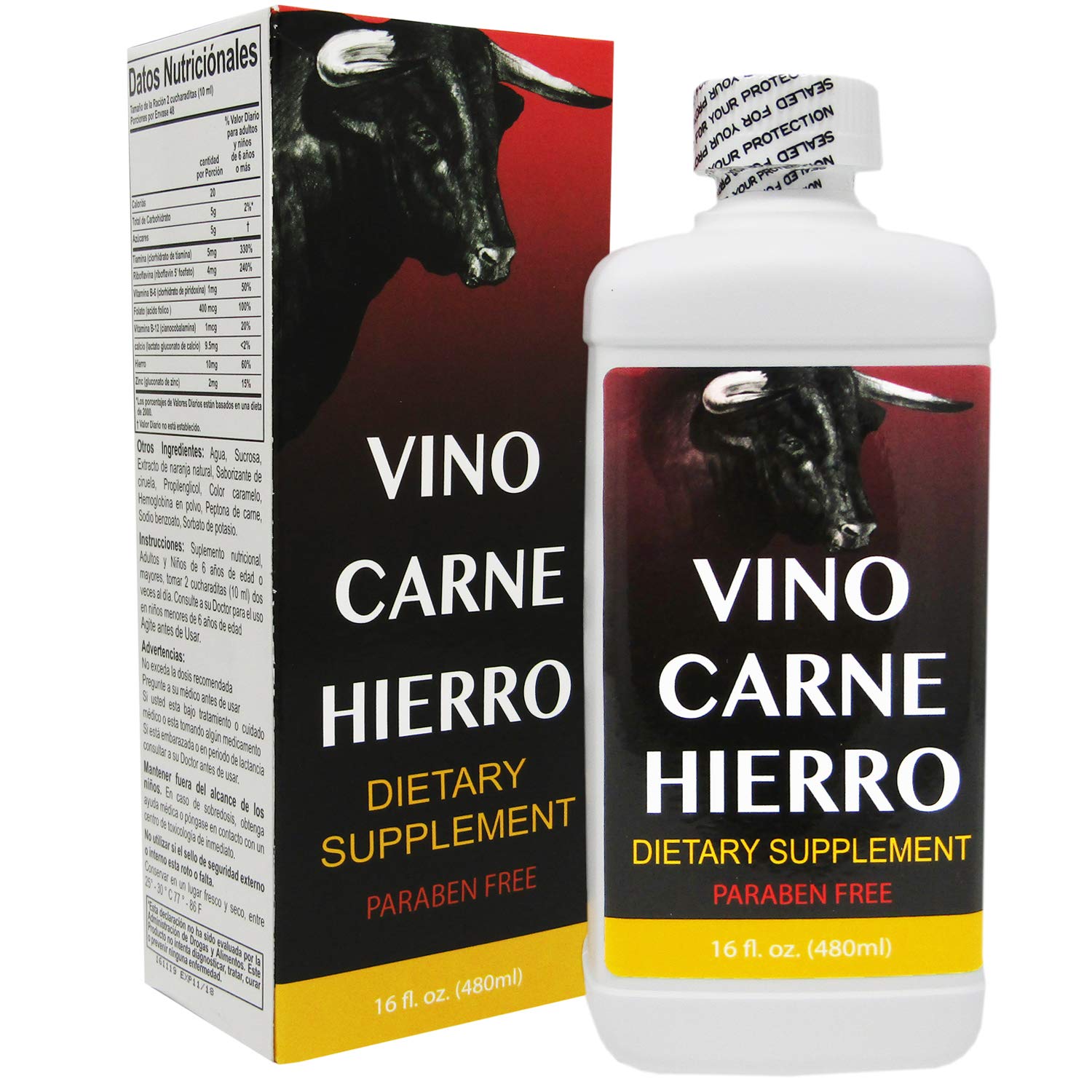 ELP ESSENTIAL Vino Carne Hierro dietary supplement close-up of liquid
