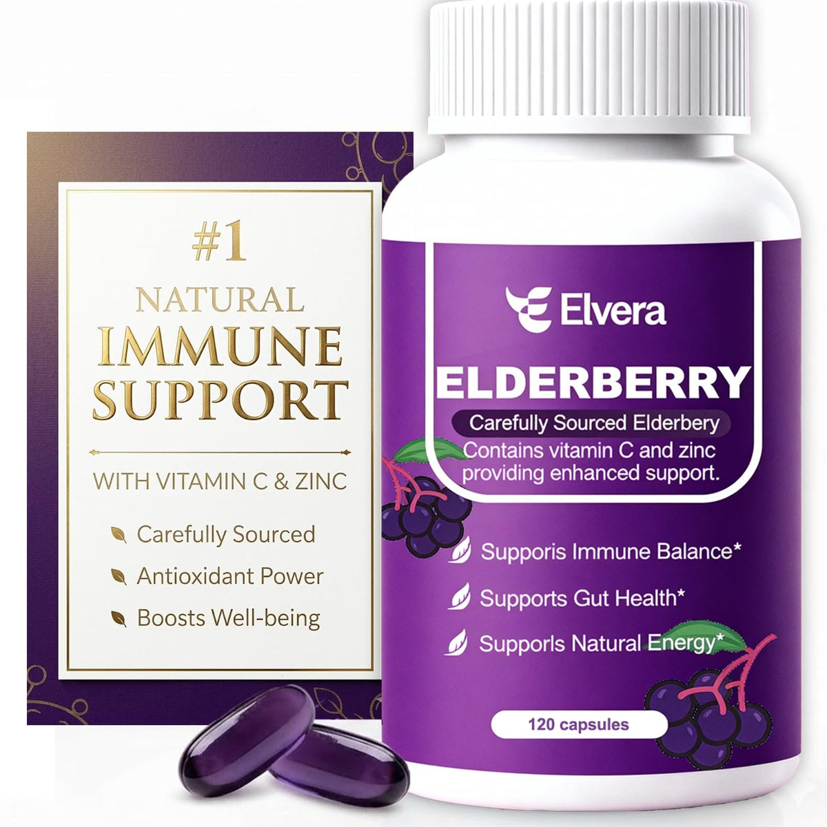ELSORY Elvera Elderberry 120 capsules front view