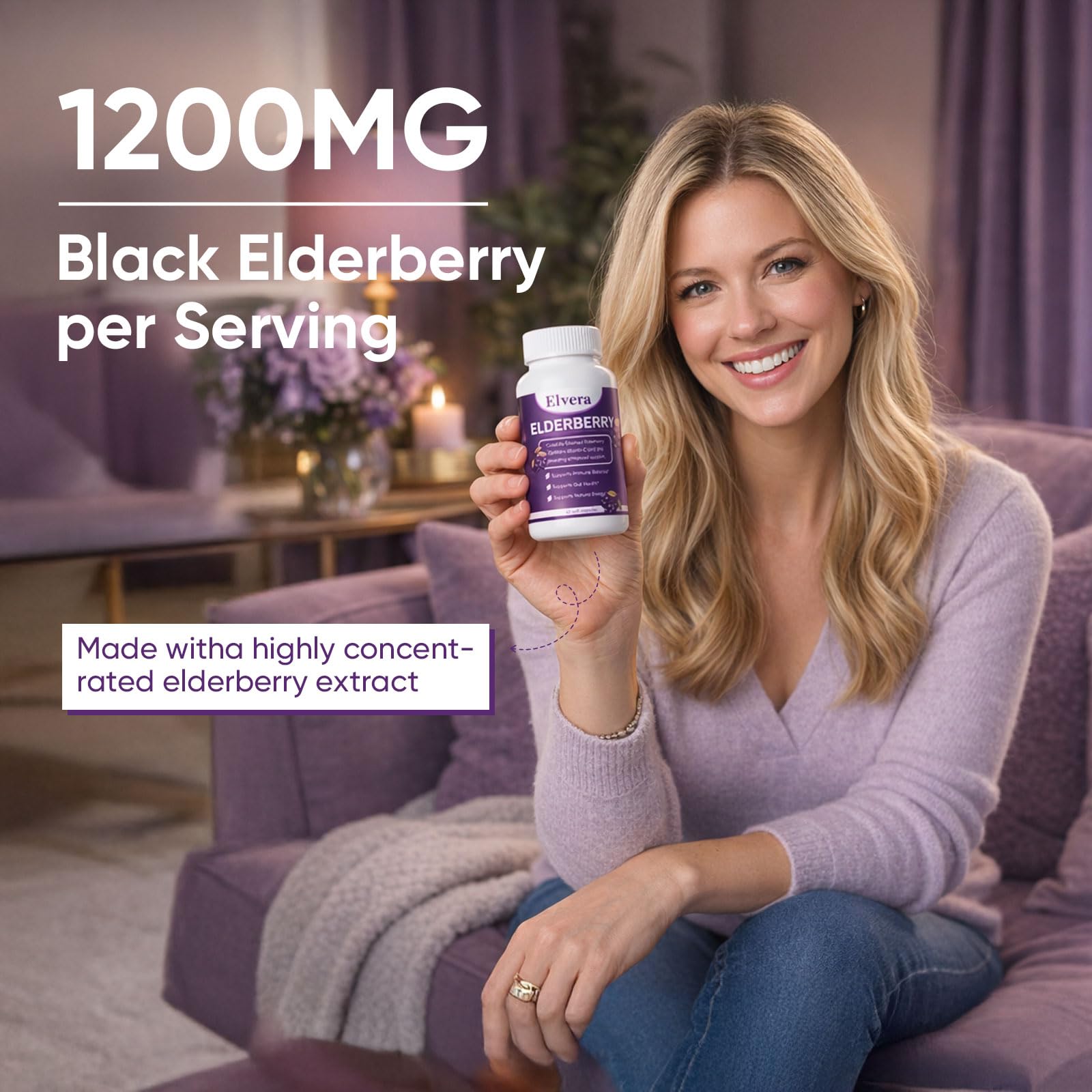 ELVERA Organic Black Elderberry Complex Capsules close-up