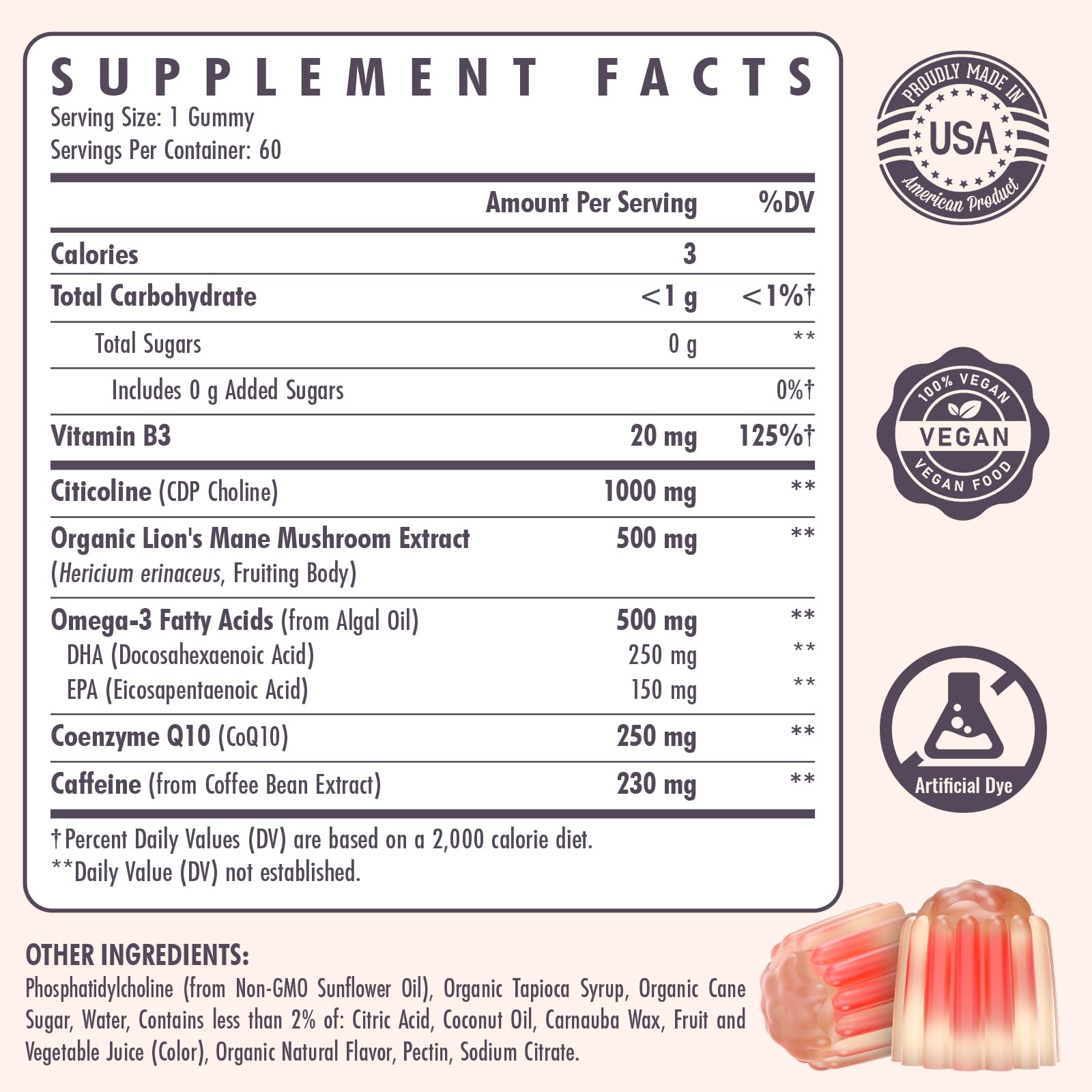 Elystrixionis Choline Supplement gummies close-up