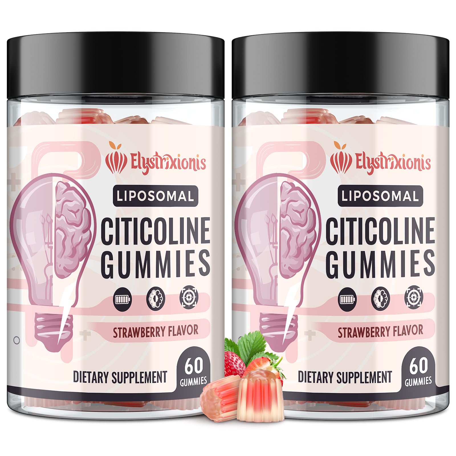 Elystrixionis Choline Supplement strawberry gummies front view