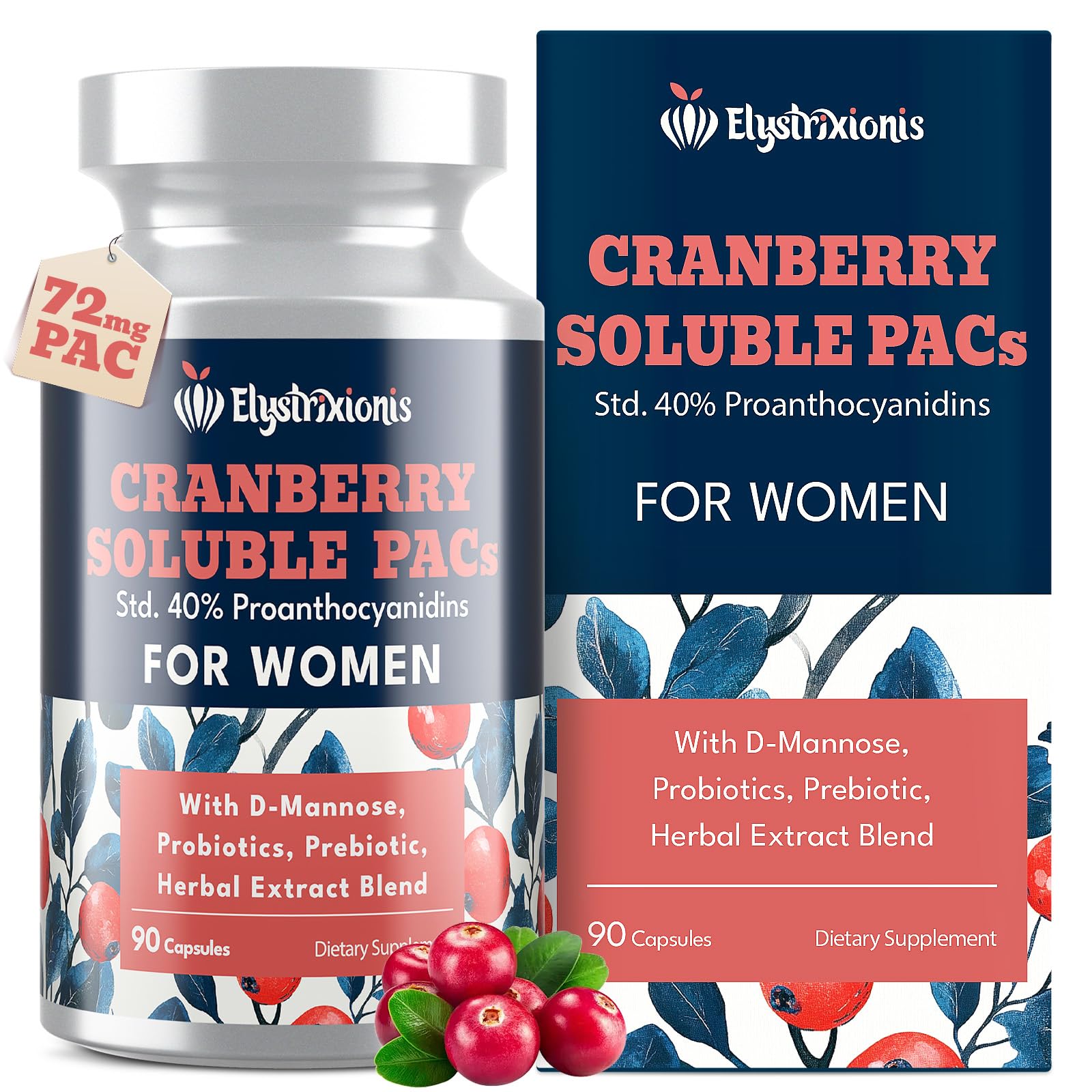 Elystrixionis Cranberry Supplement bottle front view