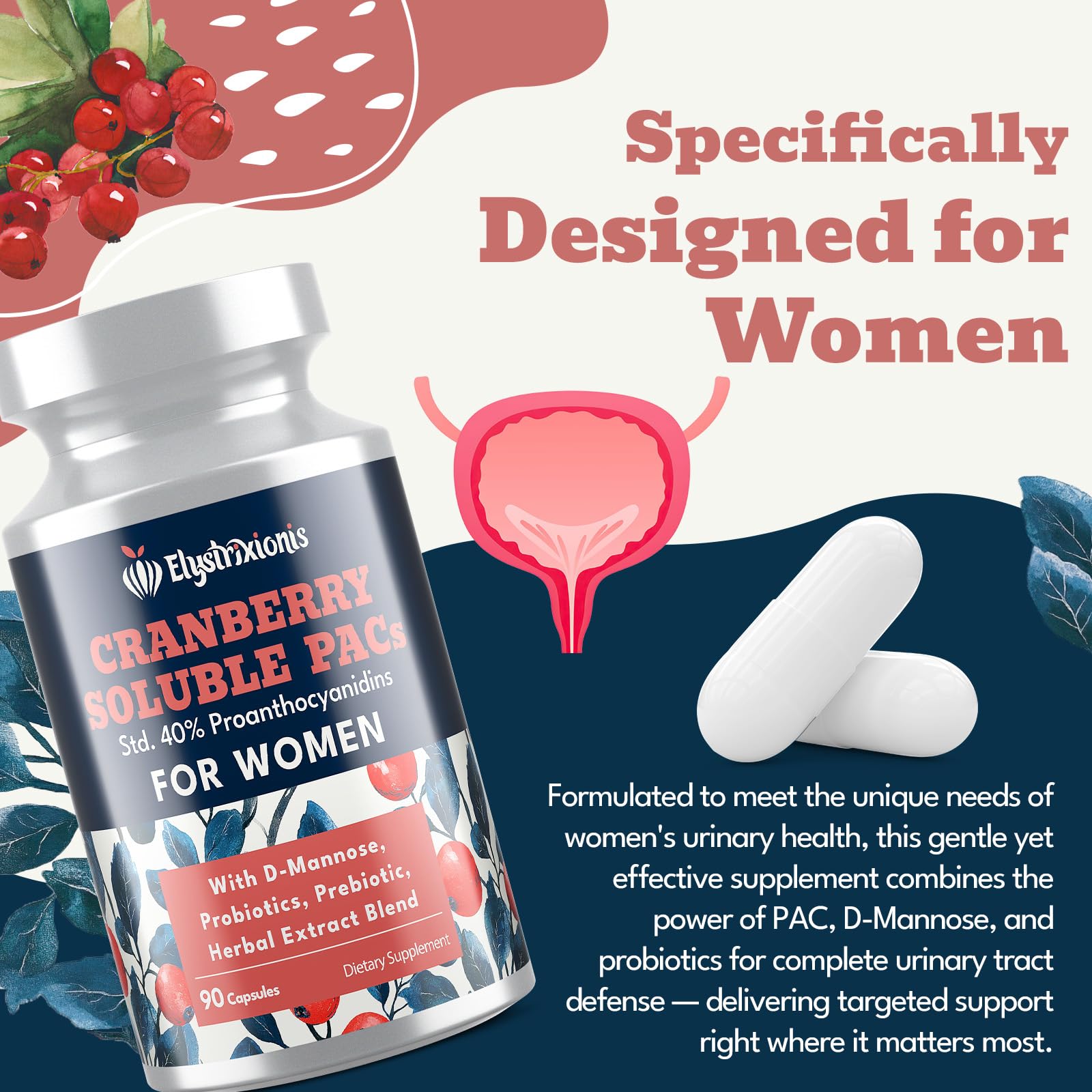Elystrixionis Cranberry Supplement packaging details