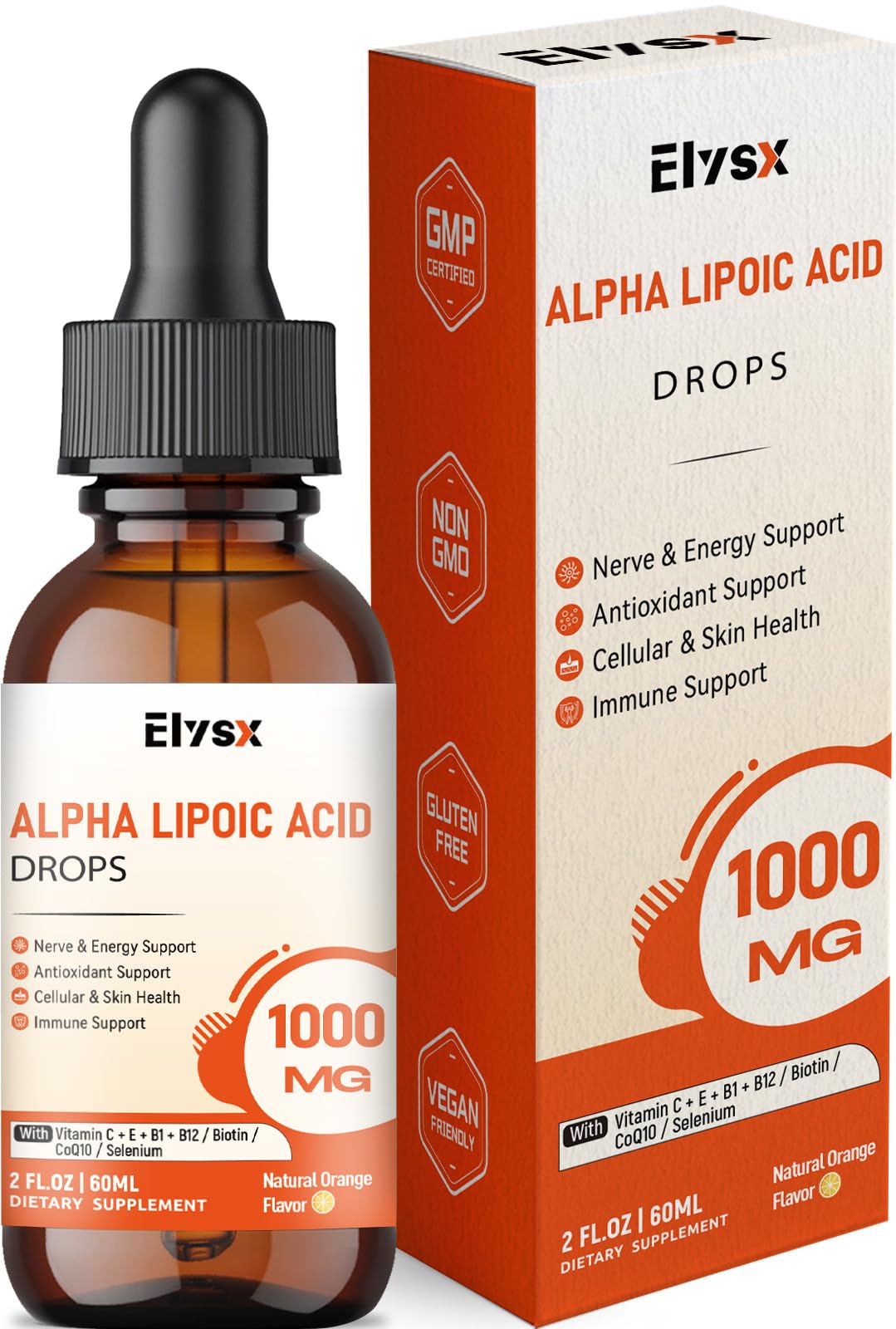 Elysx Alpha Lipoic Acid Liquid Drops 1000mg front view