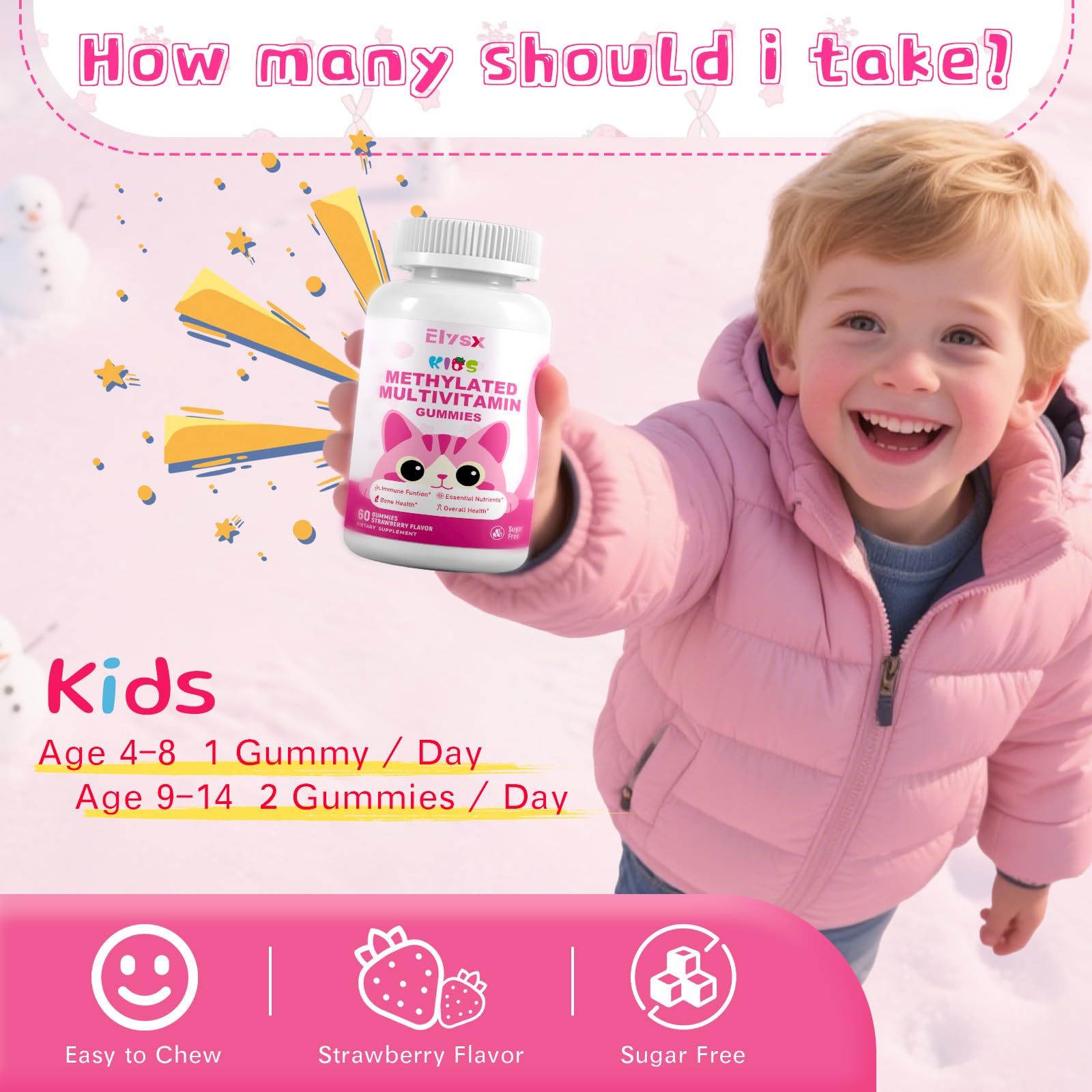 Elysx Kids Methylated Multivitamin Gummies back view packaging