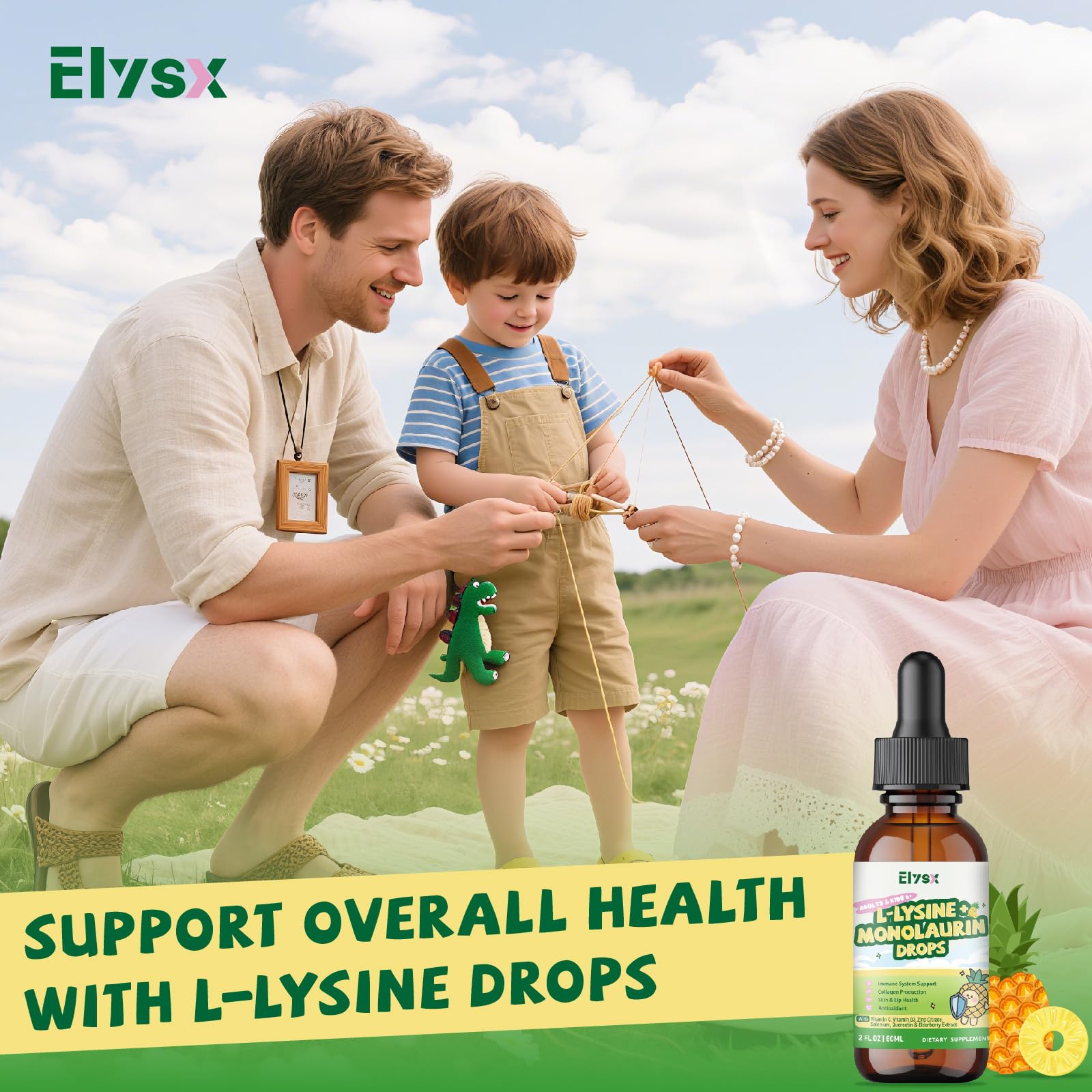Elysx L-Lysine Monolaurin Liquid Drops 1000mg lifestyle scene