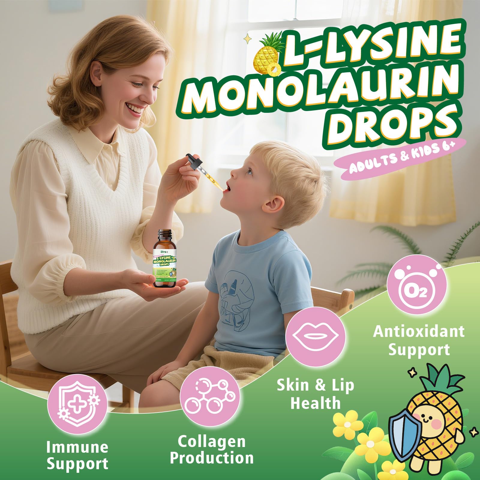 Elysx L-Lysine Monolaurin Liquid Drops 1000mg packaging