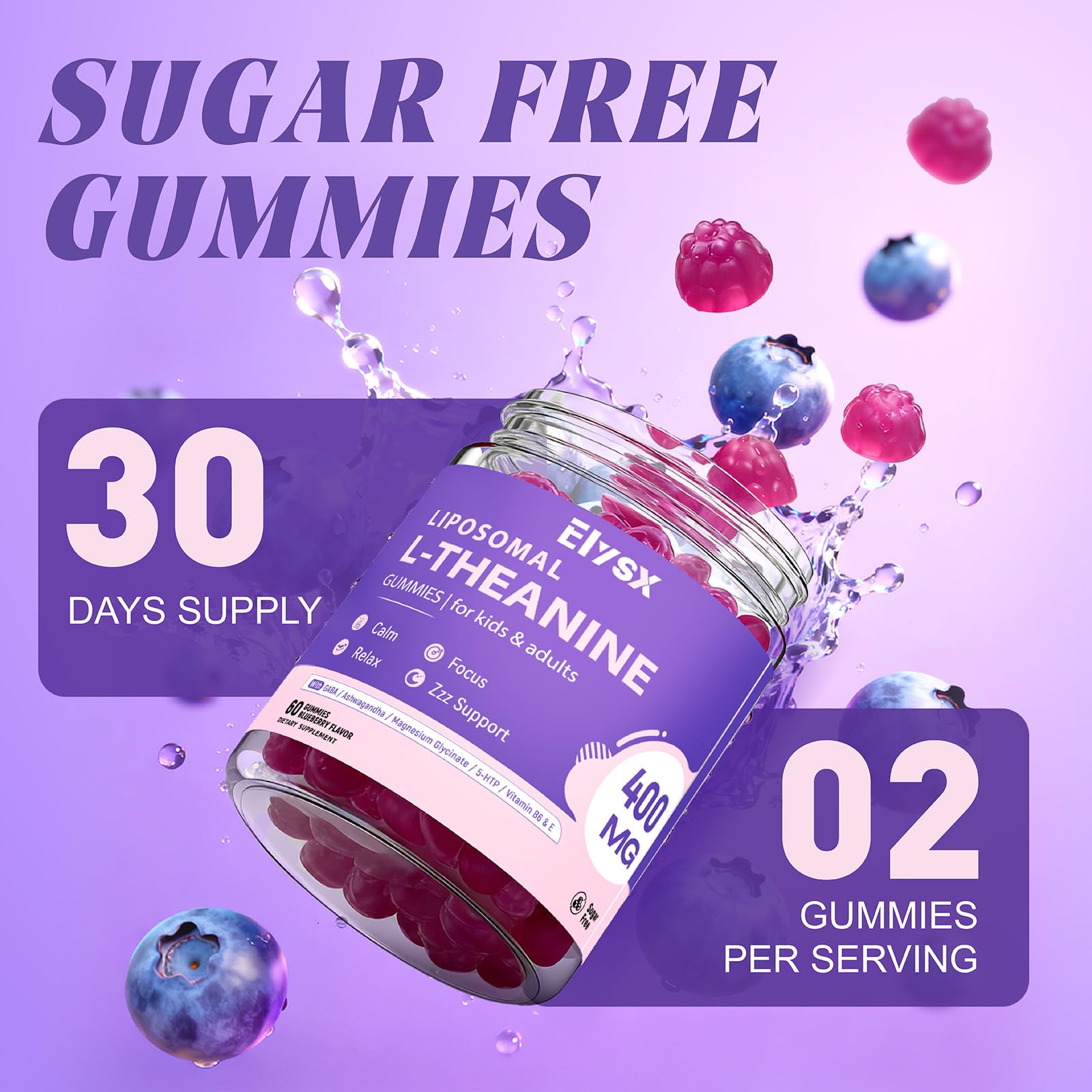 Elysx L-Theanine Gummies 400MG inside packaging