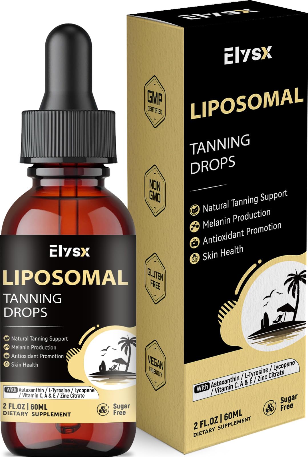 Elysx Liposomal Tanning Drops 600mg bottle front view