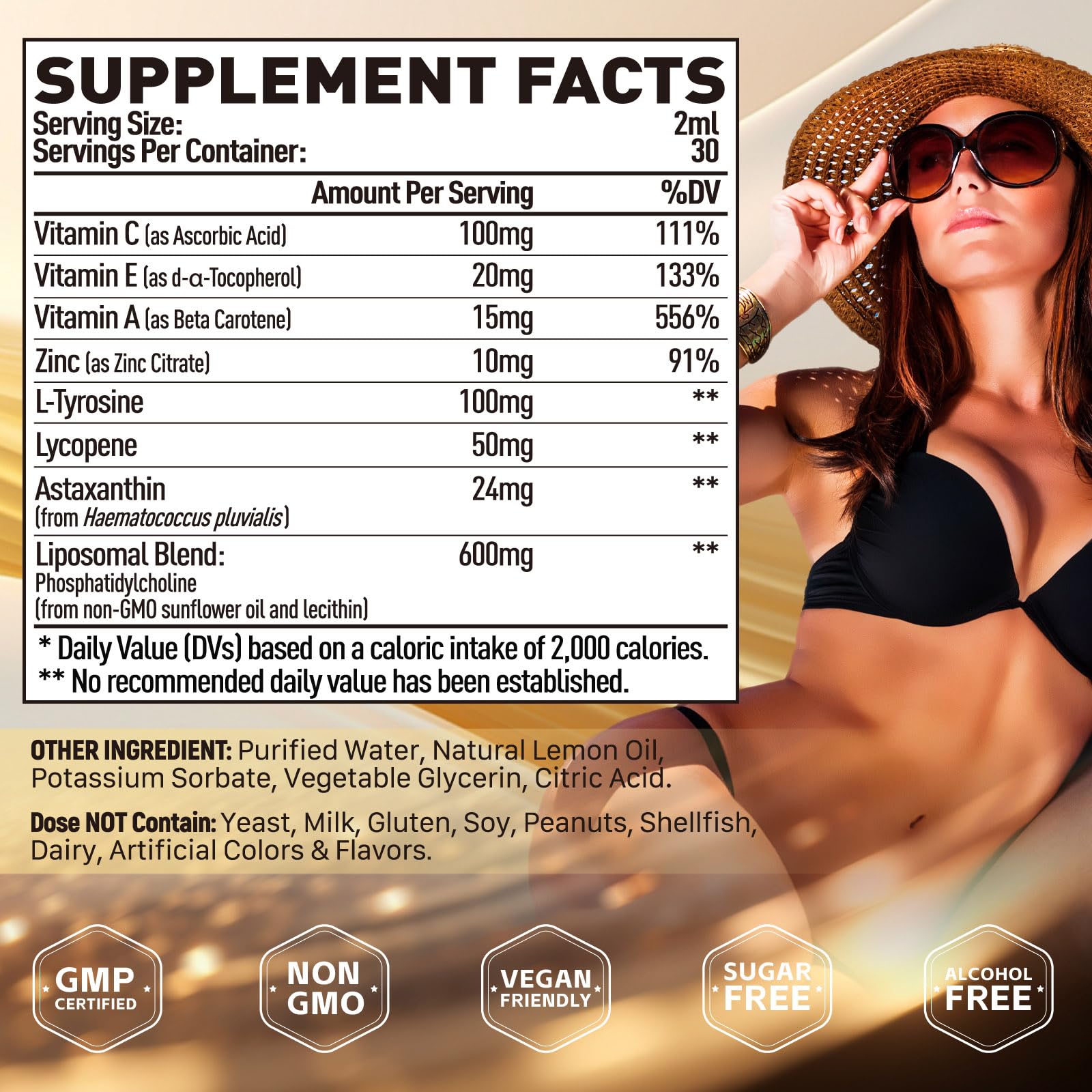 Elysx Liposomal Tanning Drops 600mg label close-up