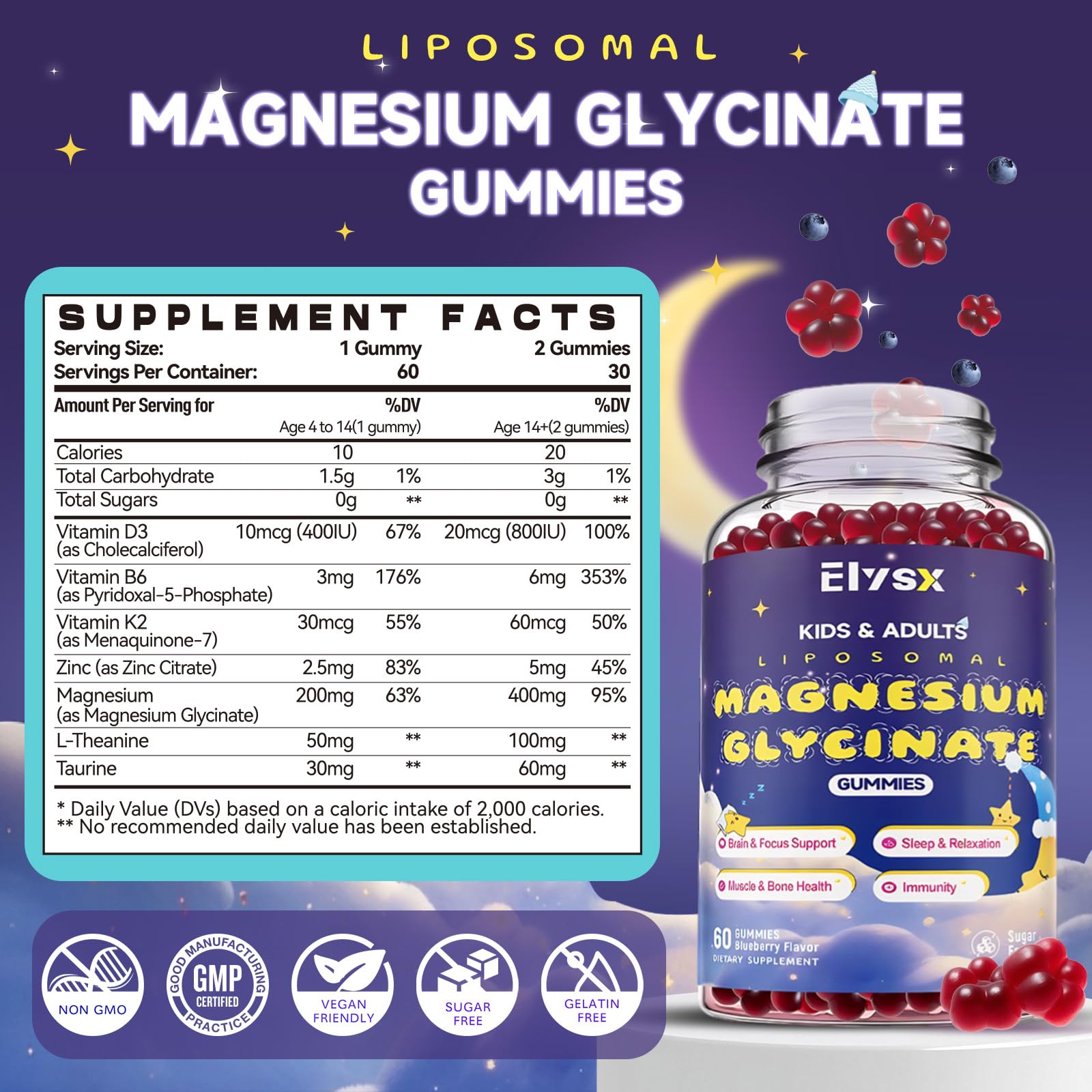 Elysx Magnesium Glycinate Gummies 400mg packaging