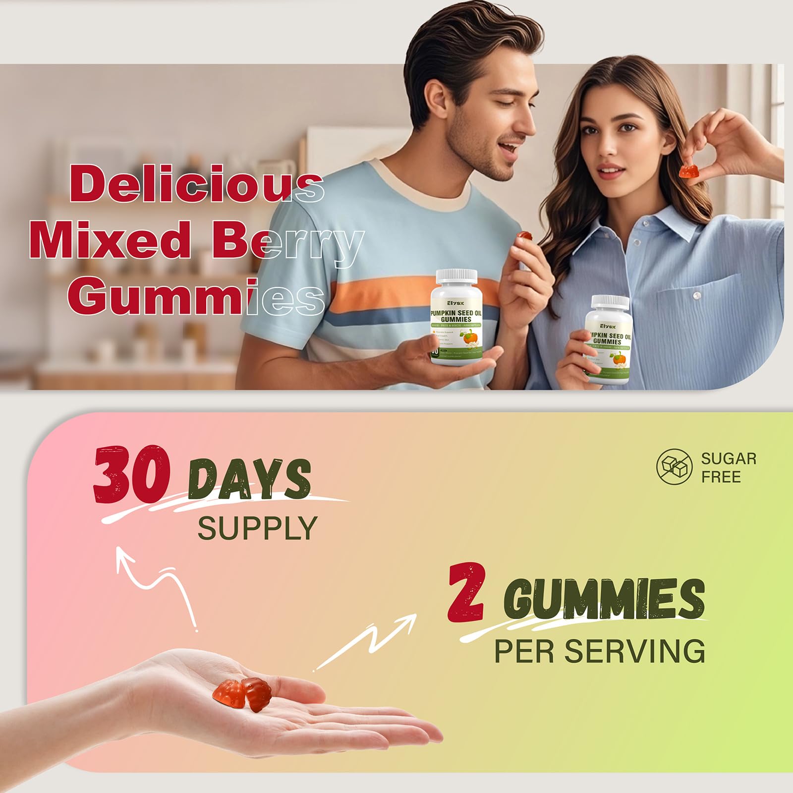 Elysx Pumpkin Seed Oil Gummies with nutritional information