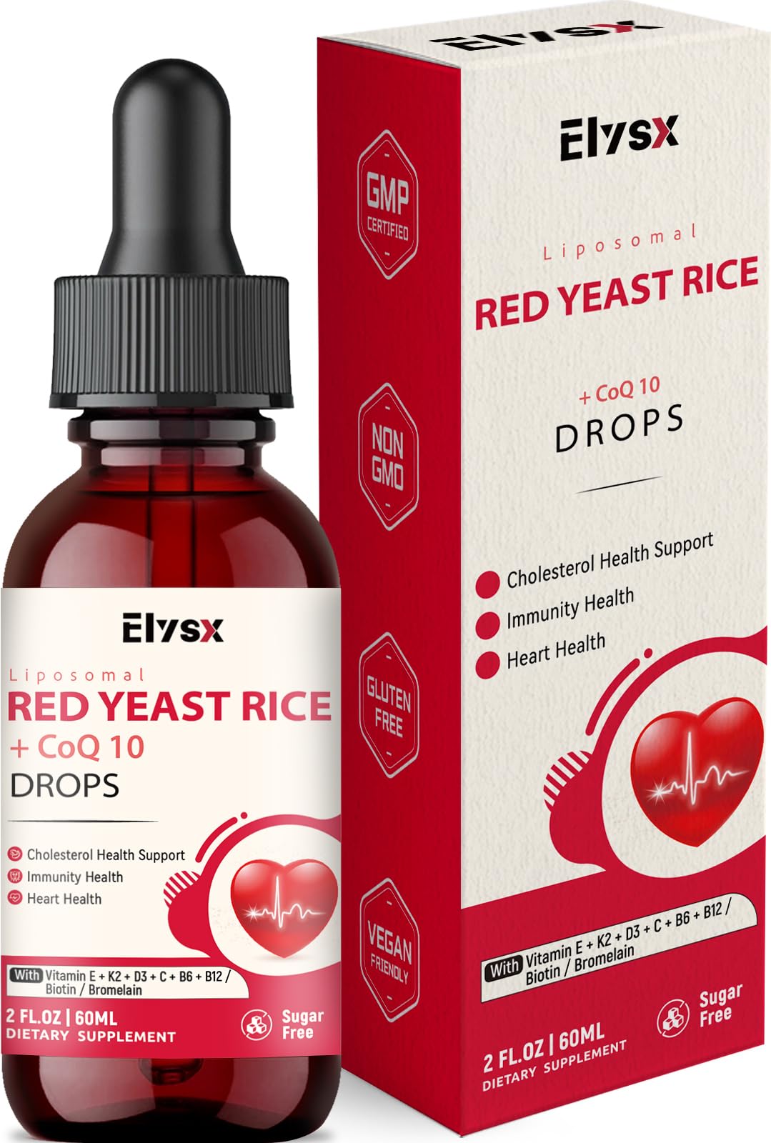 Elysx Red Yeast Rice with CoQ10 Drops 1200mg front view