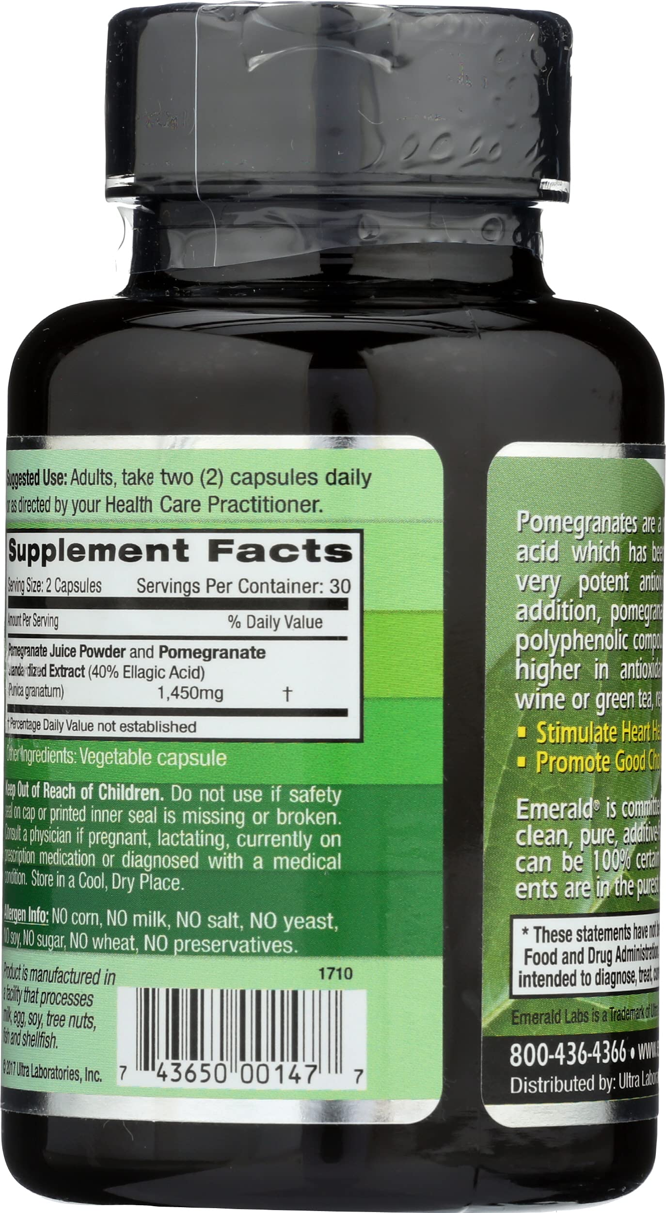 Emerald Laboratories Pomegranate Supplement 50g back view
