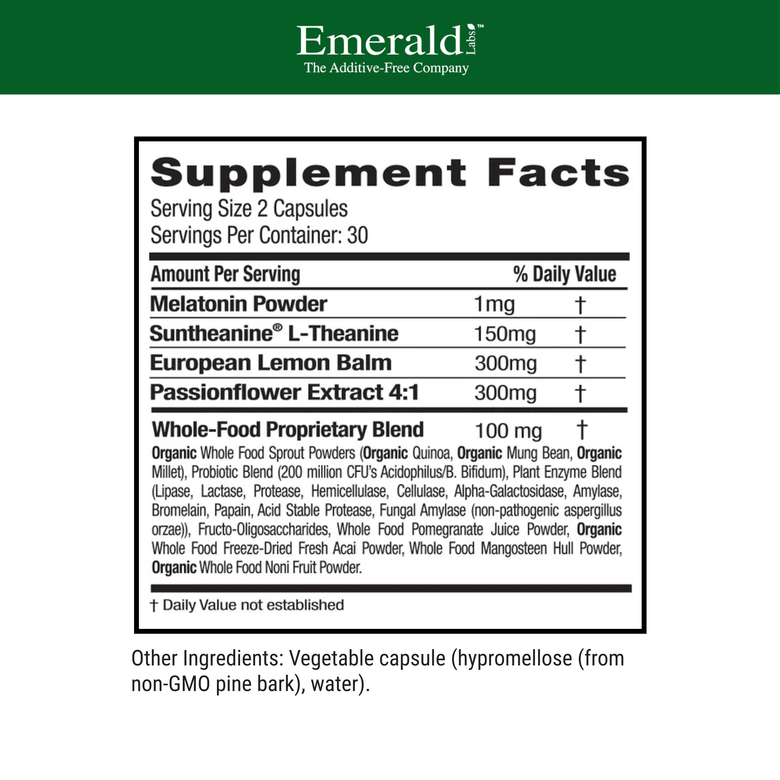 Emerald Laboratories Sleep Health capsules on a wooden surface