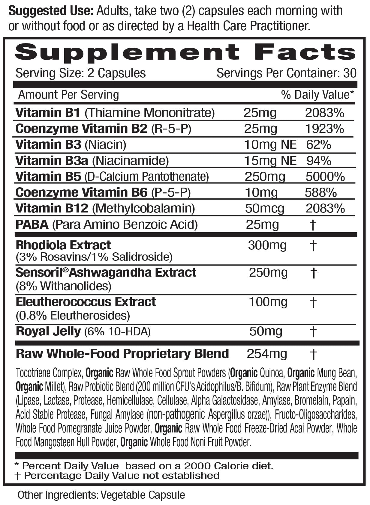 EMERALD LABS Adrenal Support Supplement 68g capsules side view