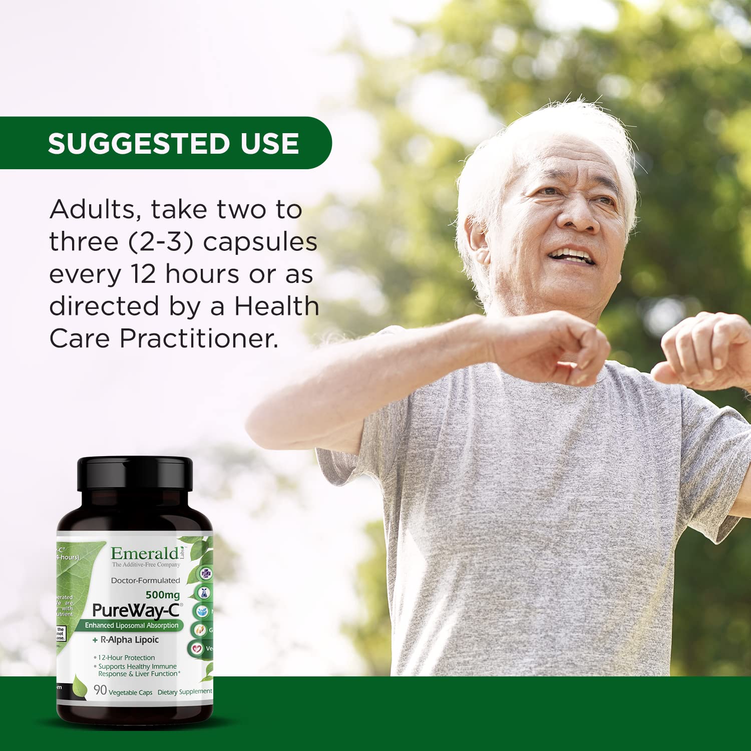 EMERALD LABS Alpha Lipoic Acid with Vitamin C 500mg capsules on a table