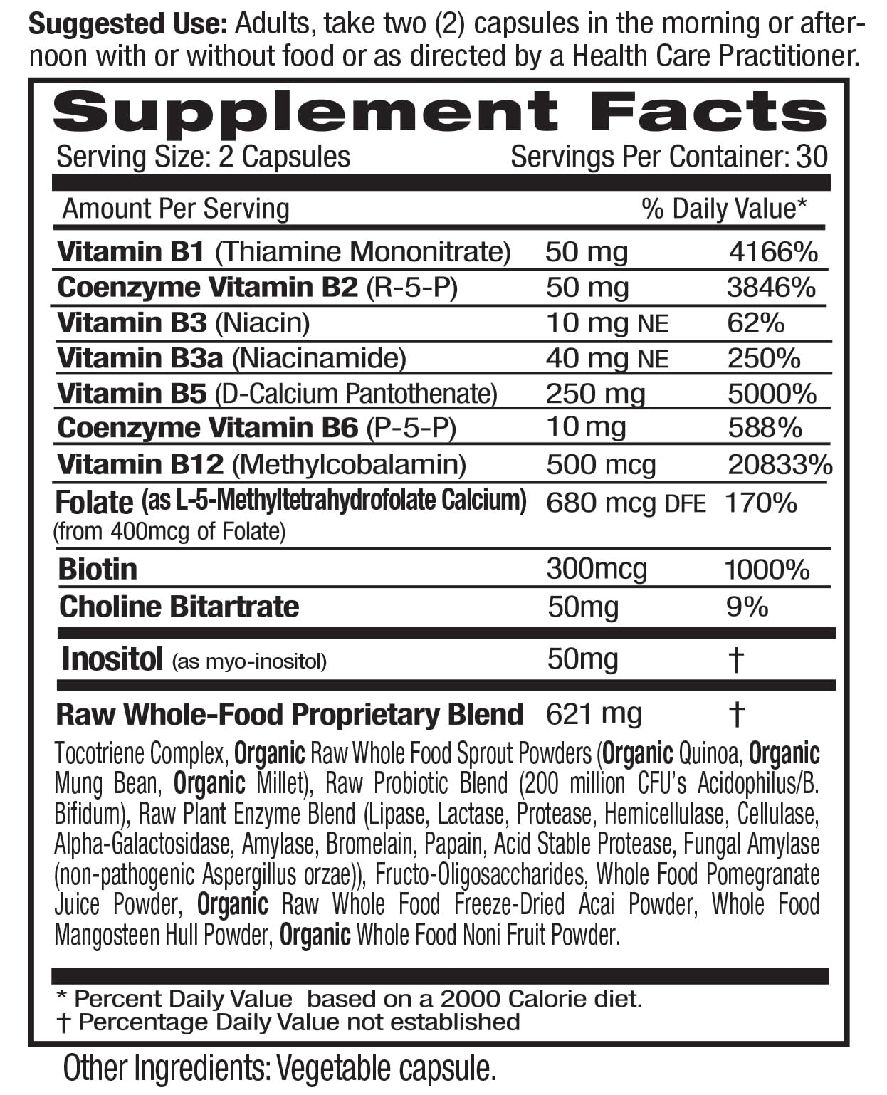 EMERALD LABS B-Healthy B-Complex 60 Capsules side view