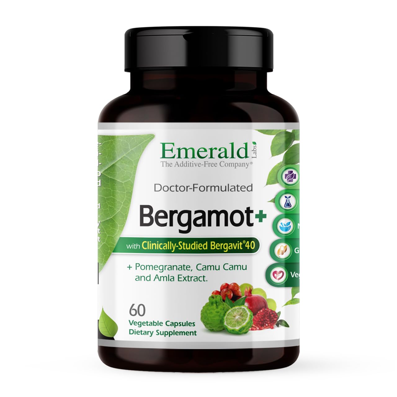 EMERALD LABS Bergamot+ 60 vegetable capsules front view