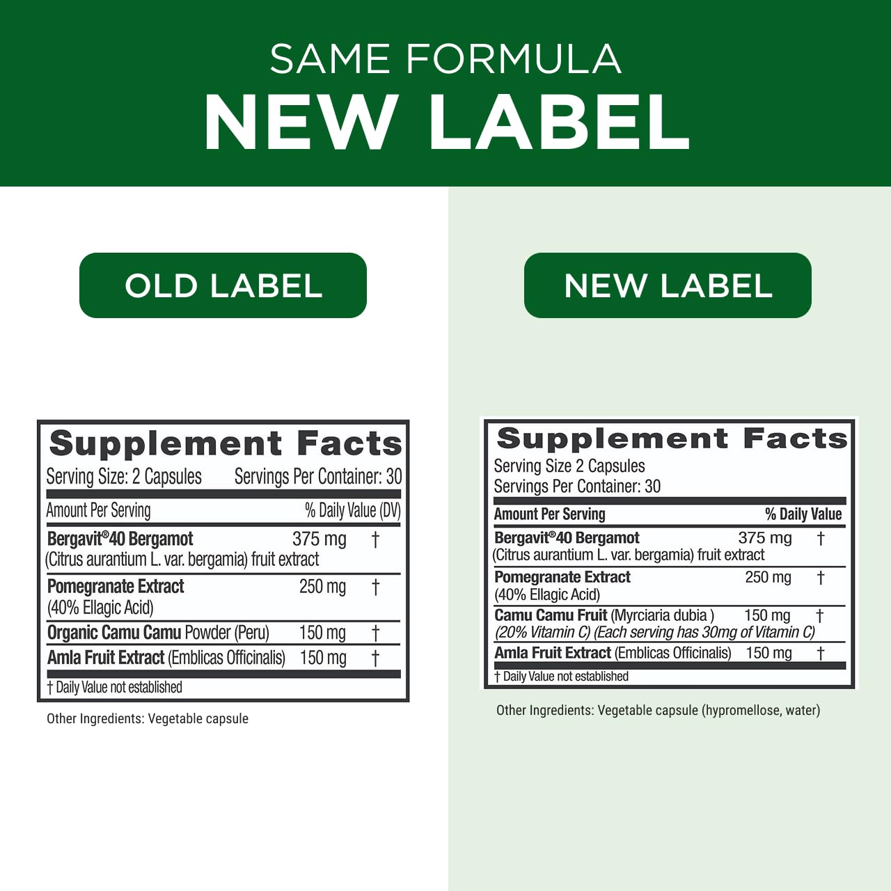 EMERALD LABS Bergamot+ capsules in a hand