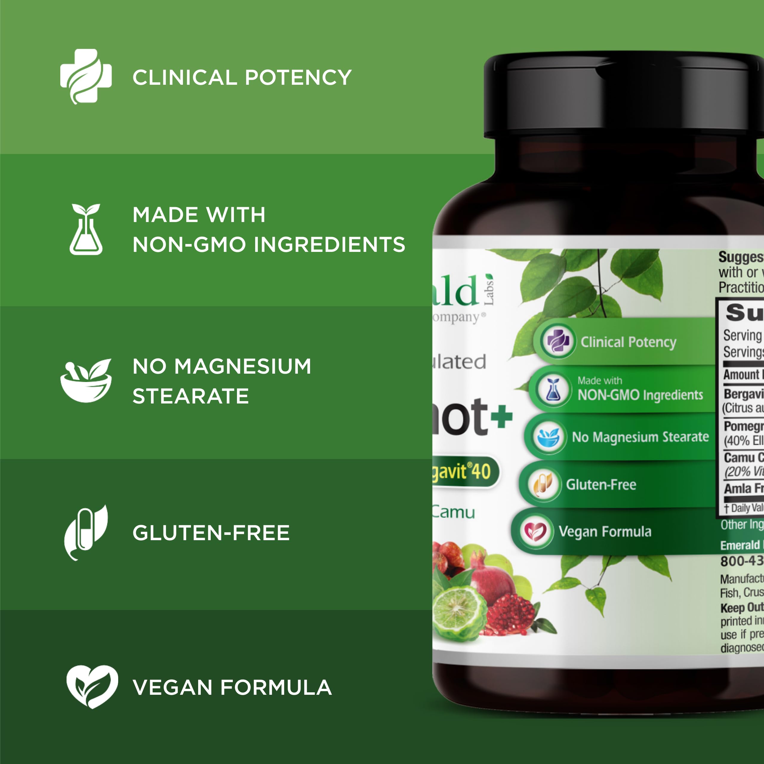 EMERALD LABS Bergamot+ capsules with pomegranate and camu camu