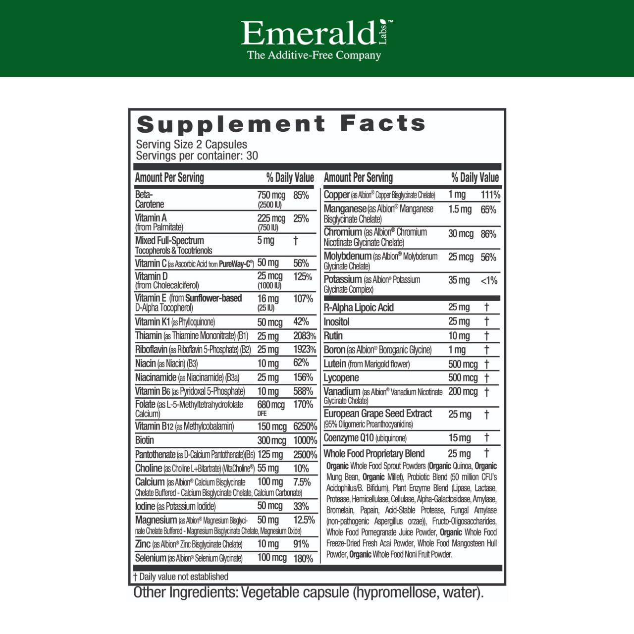 EMERALD LABS Complete Premium Multi Multivitamin side view