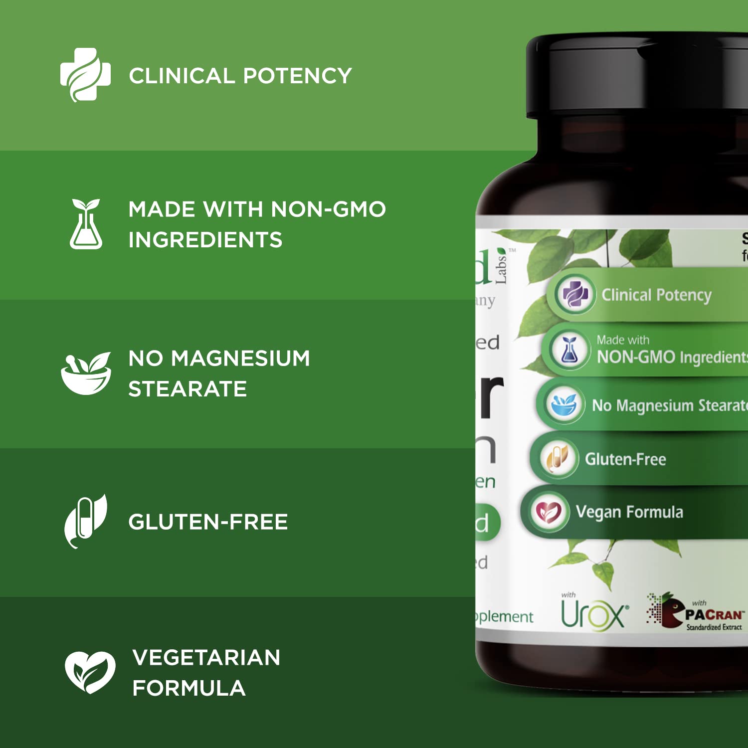 EMERALD LABS Cranberry Supplement 60 Capsules back view