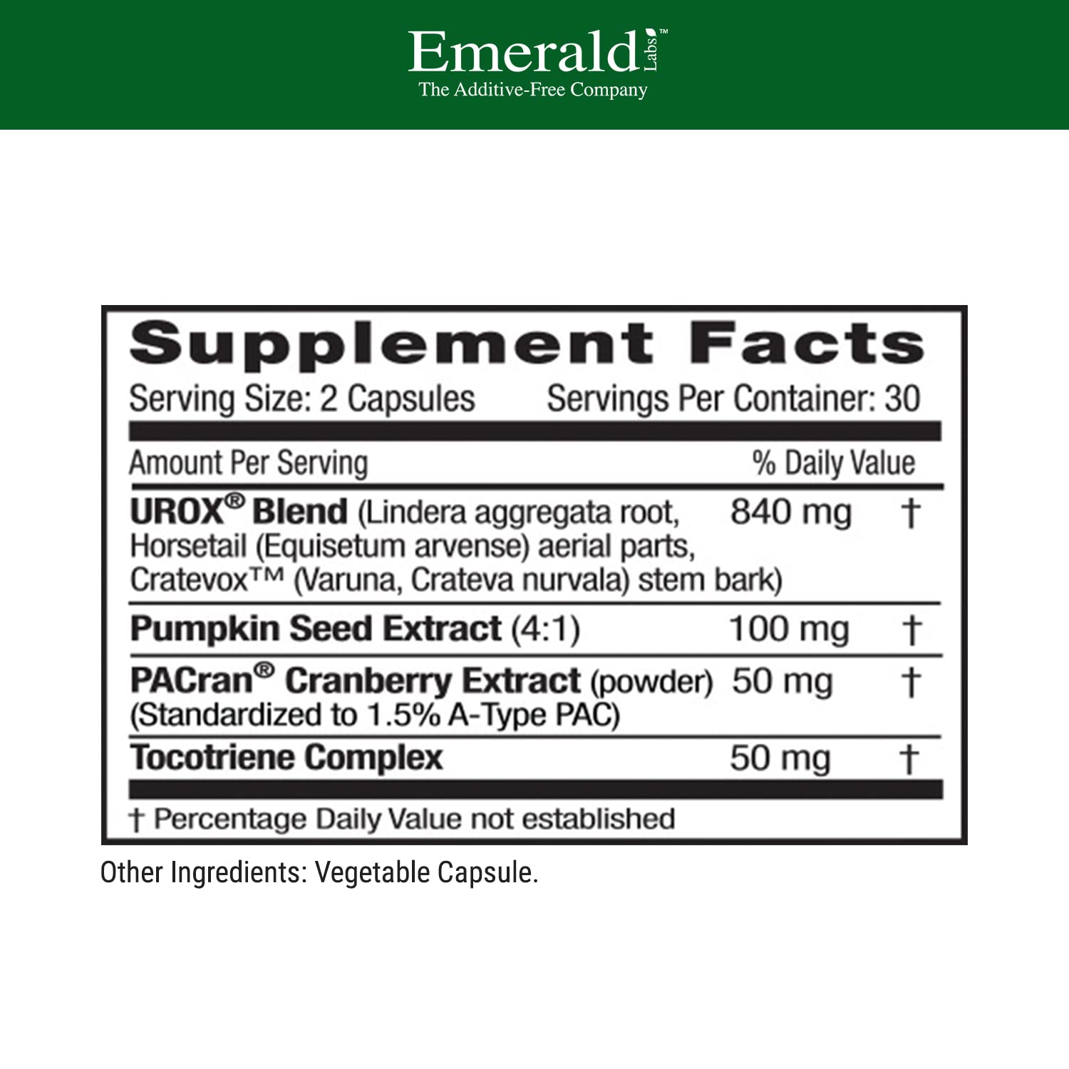 EMERALD LABS Cranberry Supplement 60 Capsules side view