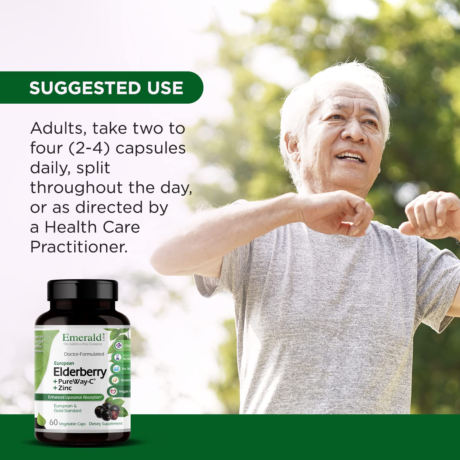 EMERALD LABS Elderberry Extract Capsules packaging dimensions