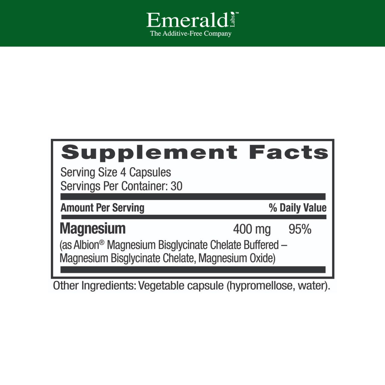 EMERALD LABS Magnesium Bisglycinate Chelate 400mg side view