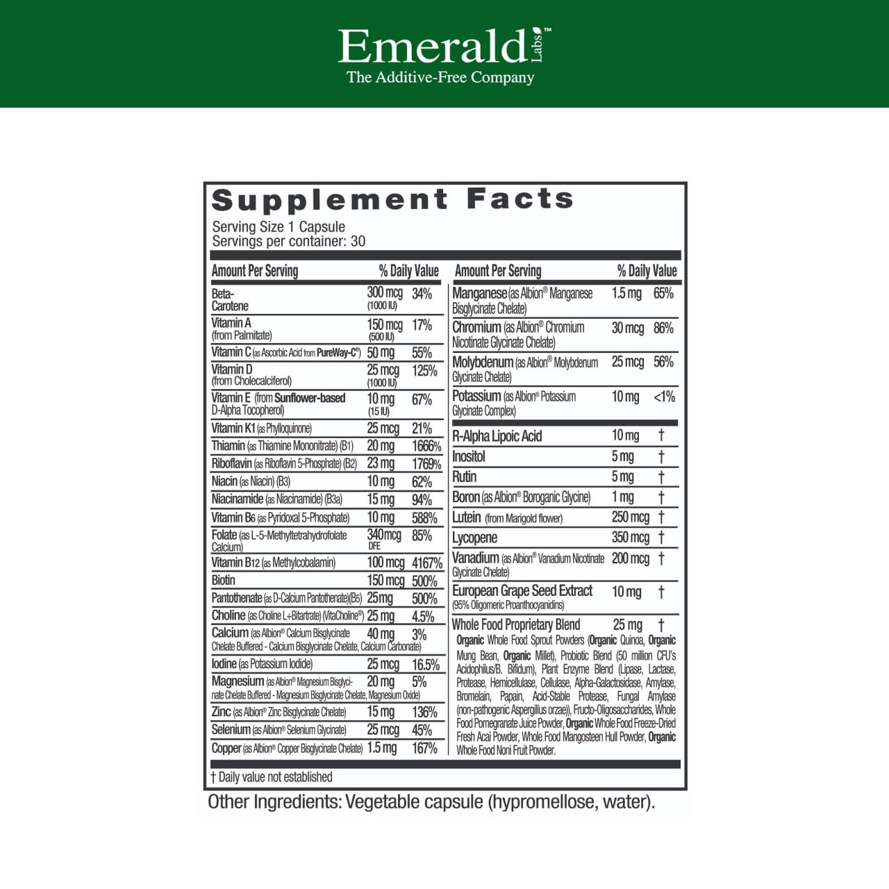 EMERALD LABS Men's 1 Daily Multi Multivitamin side view