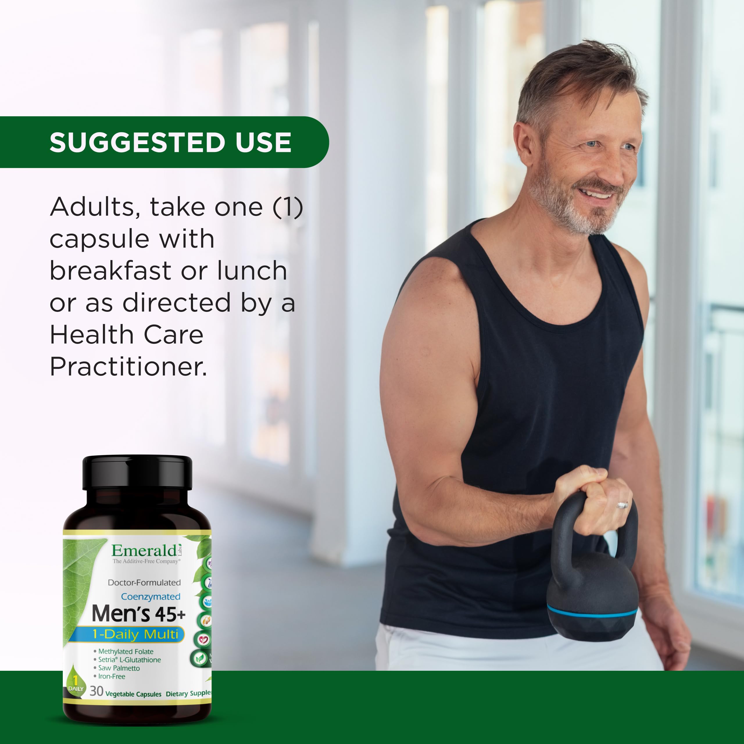 EMERALD LABS Men's 45+ Multivitamin capsule close-up