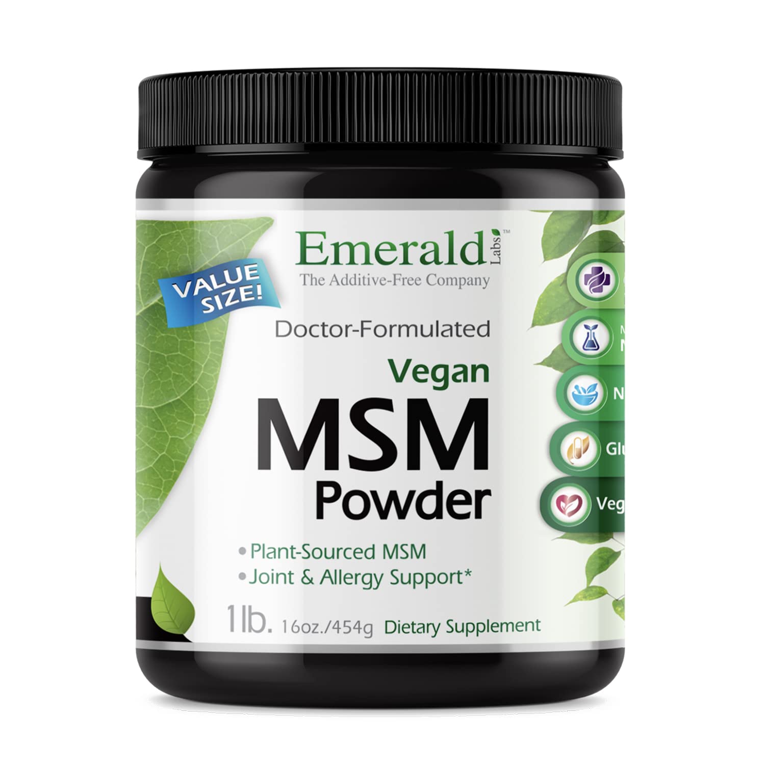EMERALD LABS MSM Powder front view with label