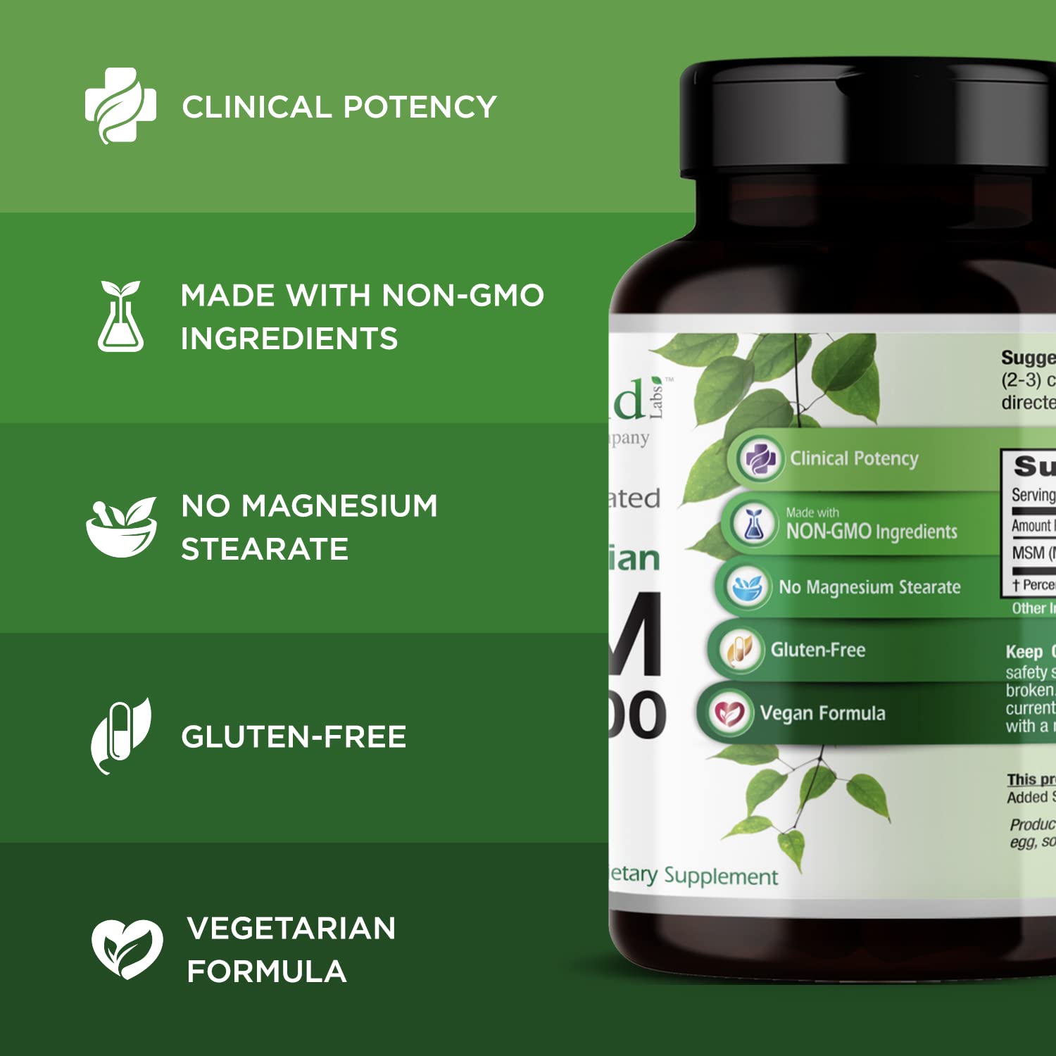 EMERALD LABS MSM Supplement 1000mg capsule close-up