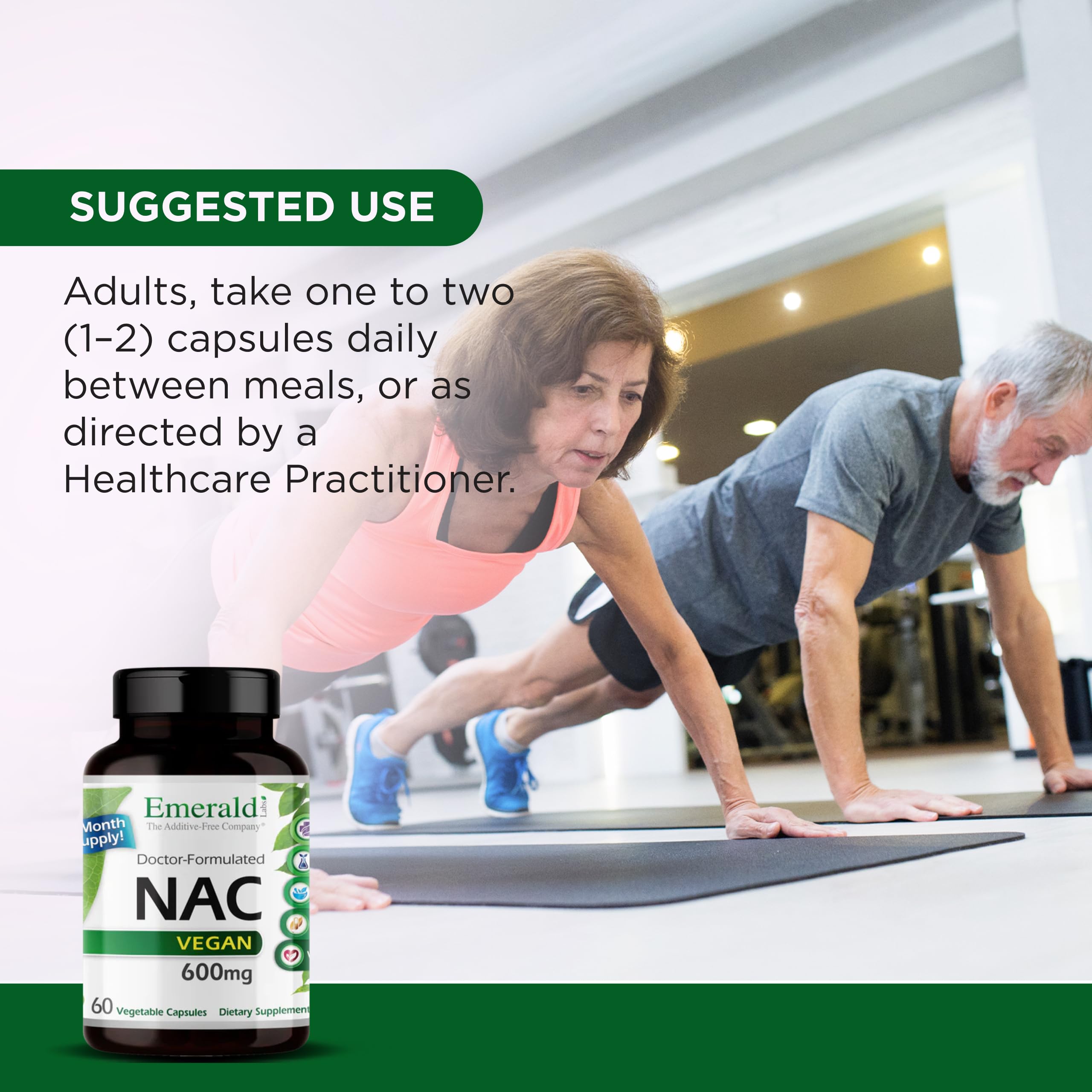 EMERALD LABS N-Acetyl-L-Cysteine 600mg capsules with ingredients list