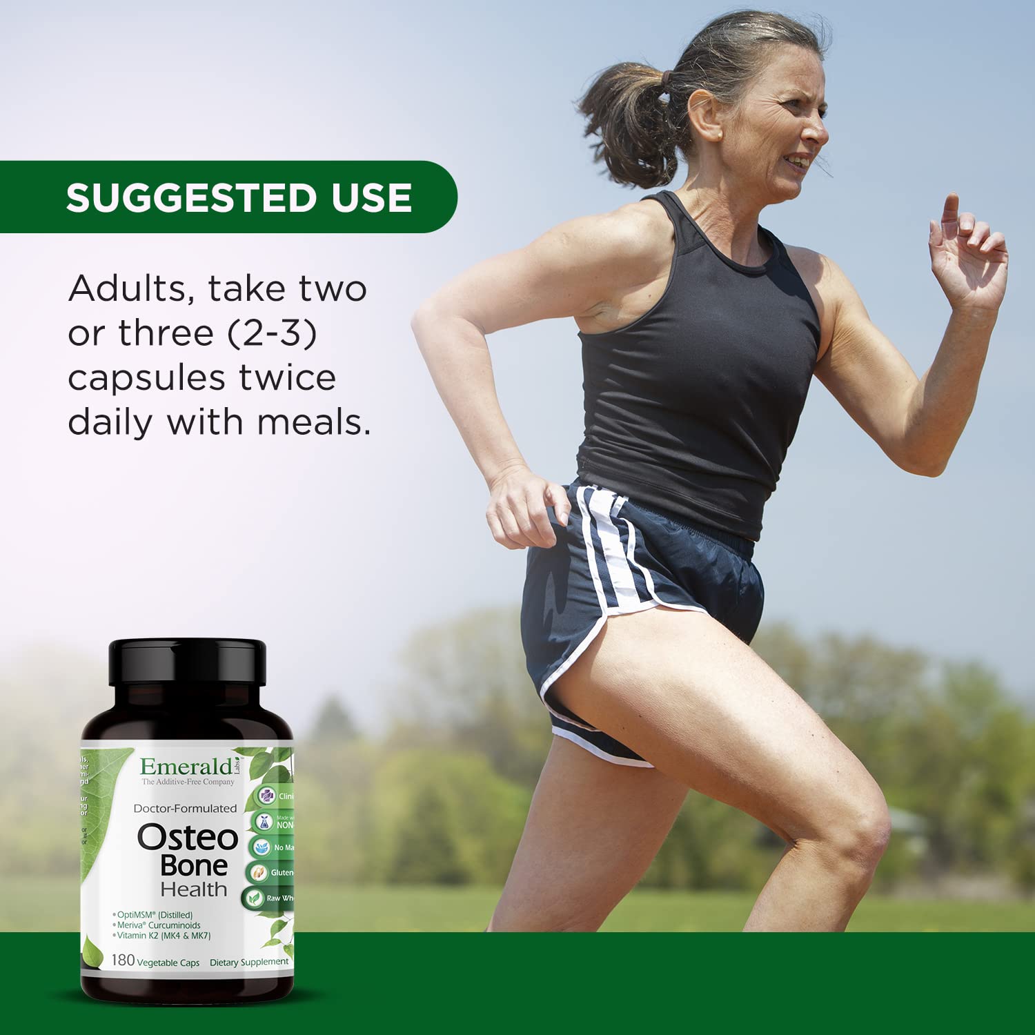 EMERALD LABS Osteo Bone Health Supplement 180 Capsules bottle with label